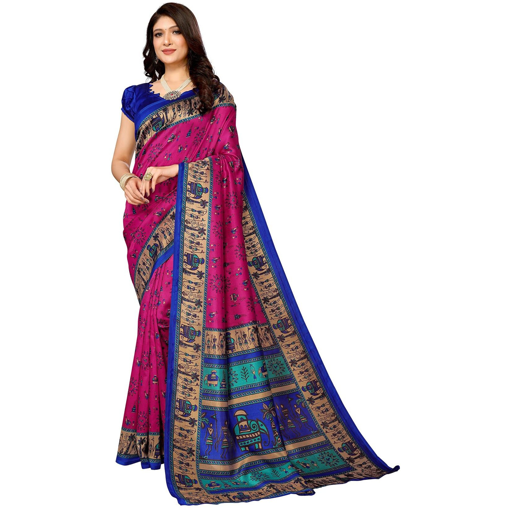 Yashika Women's Woven Saree with Matching Unstitched Blouse and Soft Art Silk Fabric Ultimate Comfort-Suitable for Parties, Festivals, Weddings (AZ-YS-P1-POORVI-Parent_Pink)