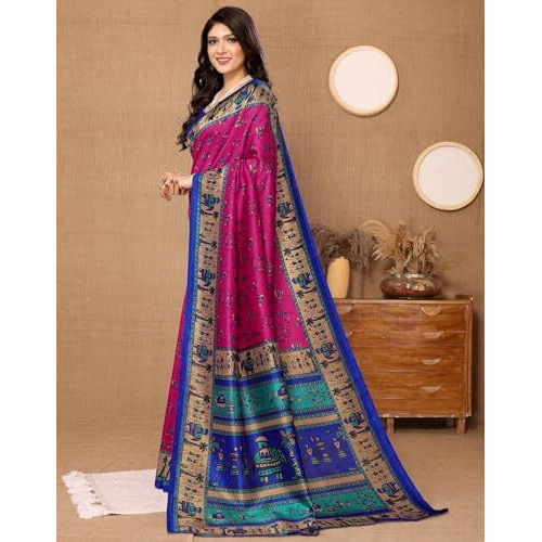 Yashika Women's Woven Saree with Matching Unstitched Blouse and Soft Art Silk Fabric Ultimate Comfort-Suitable for Parties, Festivals, Weddings (AZ-YS-P1-POORVI-Parent_Pink)