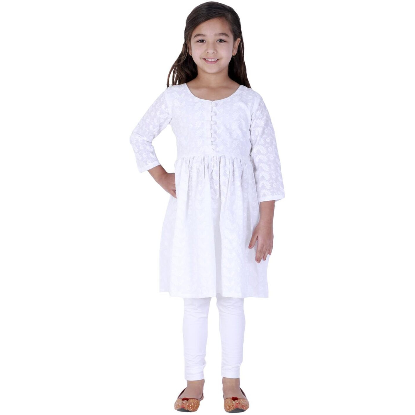 VASTRAMAY Girls Cotton Kurta & Churidar Set  Lucknowi Chikankari Embroidery, Eid Special, Ethnic Wear
