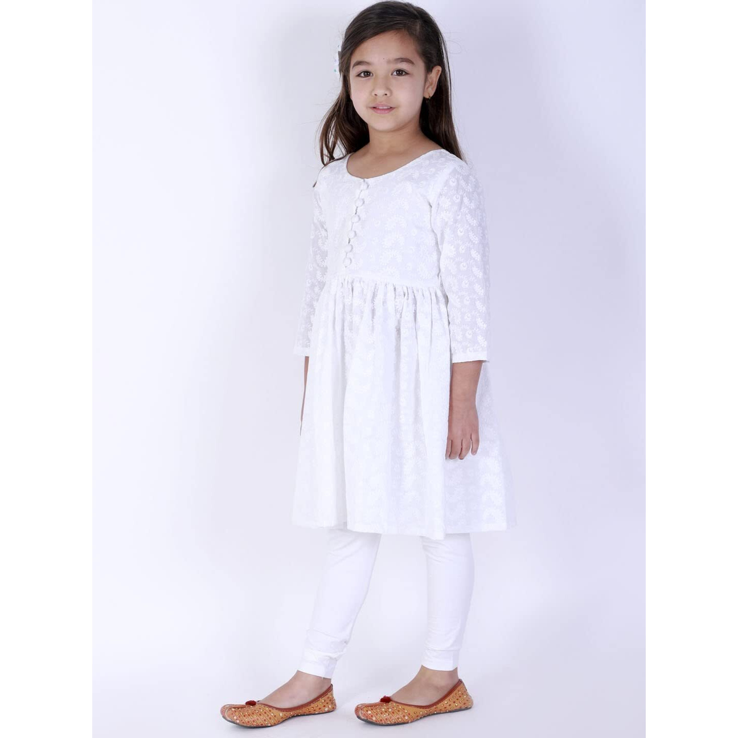 VASTRAMAY Girls Cotton Kurta & Churidar Set  Lucknowi Chikankari Embroidery, Eid Special, Ethnic Wear