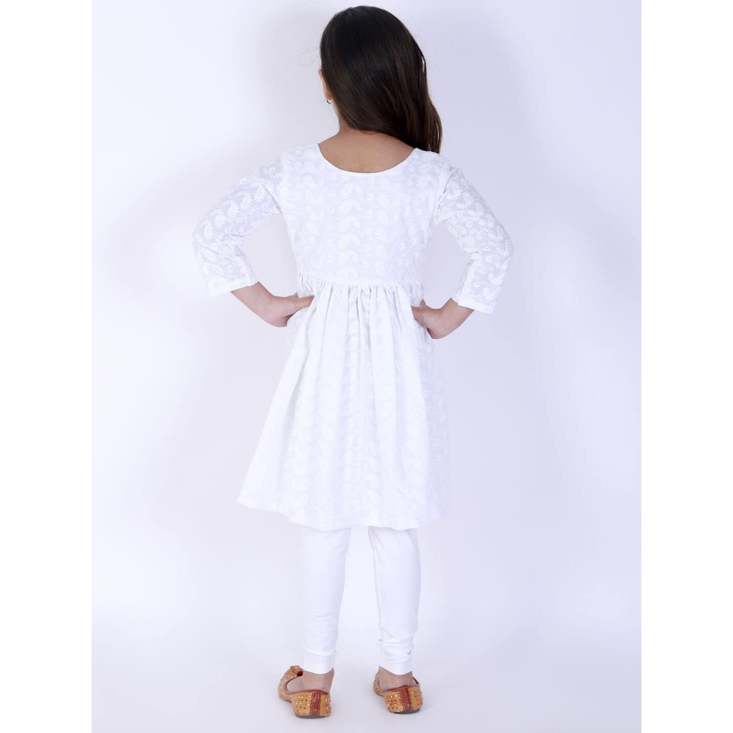 VASTRAMAY Girls Cotton Kurta & Churidar Set  Lucknowi Chikankari Embroidery, Eid Special, Ethnic Wear