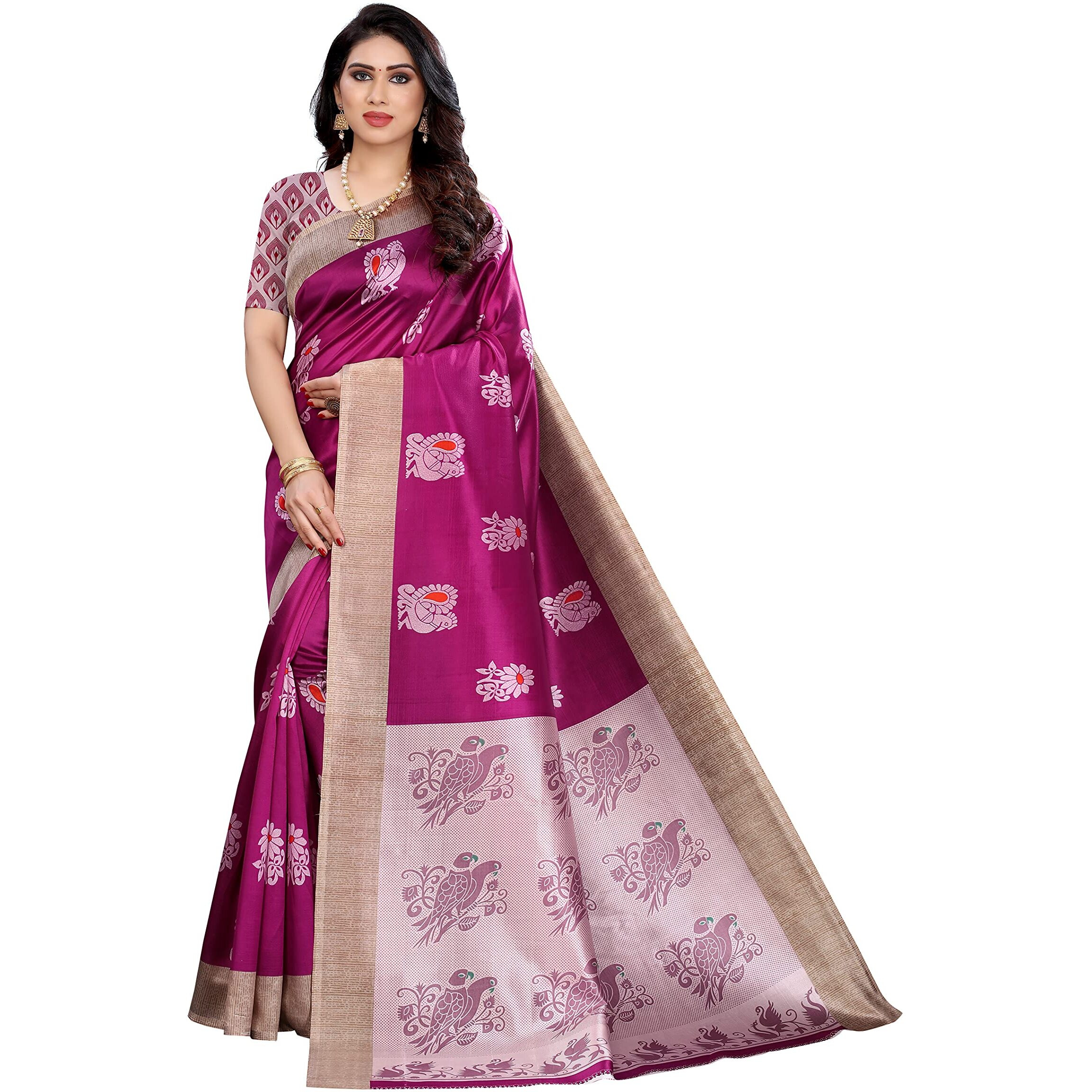 Yashika Women's Jacquard Art Silk Saree (Kesar Wine_Purple)