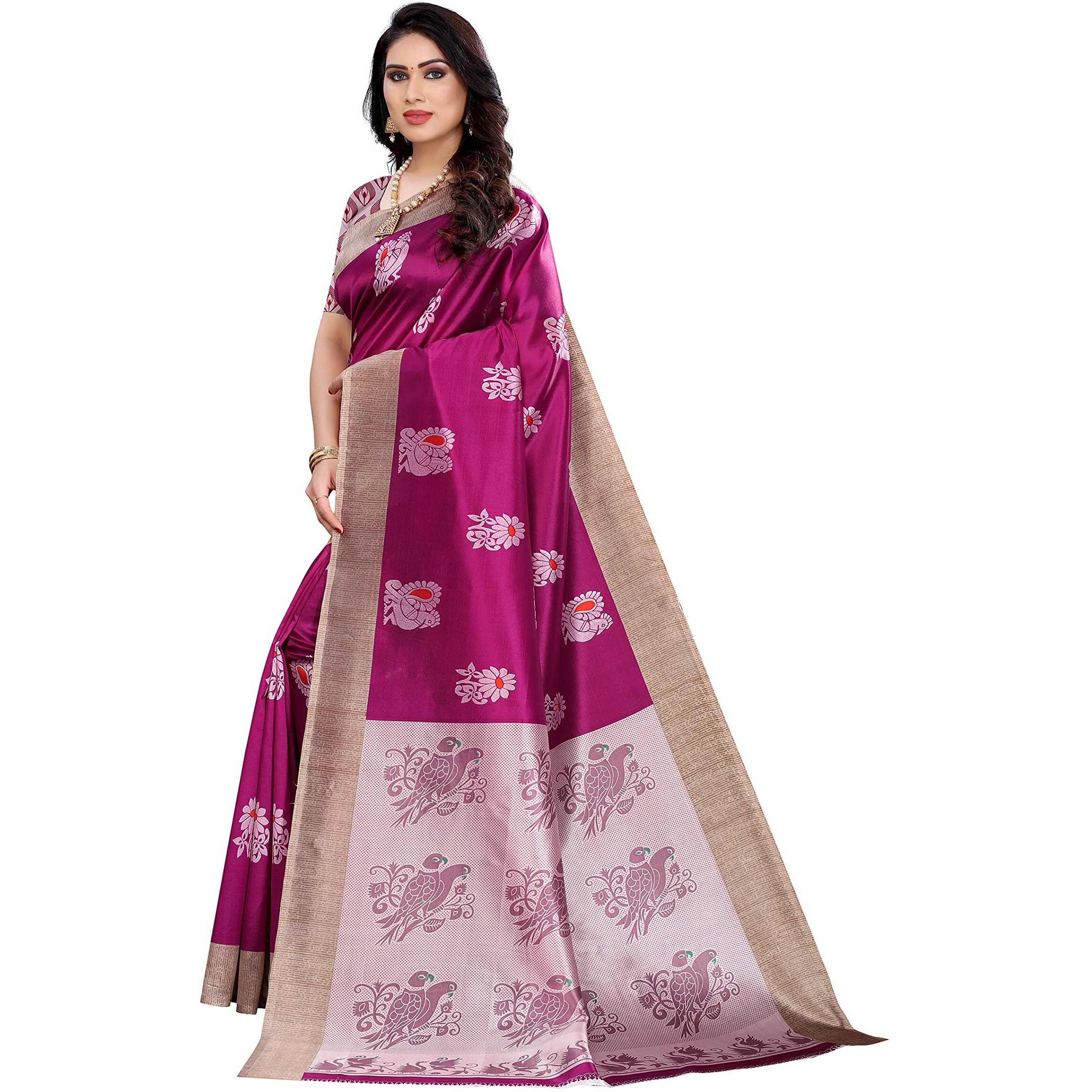 Yashika Women's Jacquard Art Silk Saree (Kesar Wine_Purple)