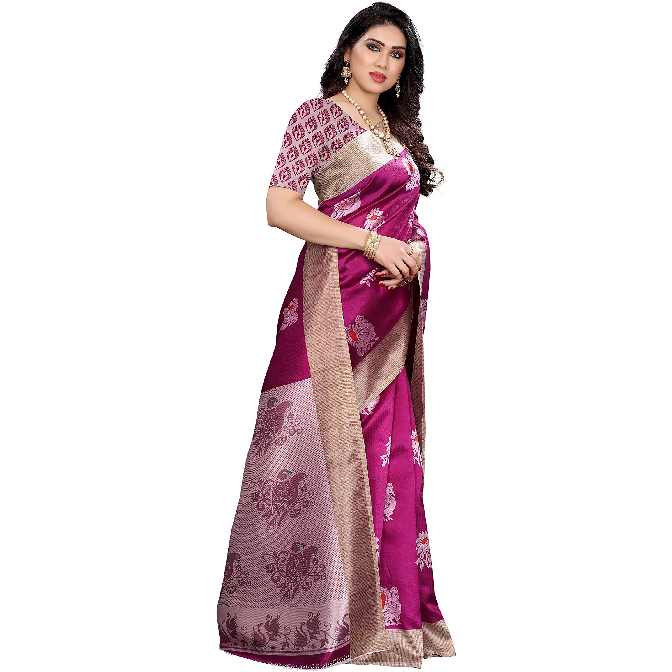 Yashika Women's Jacquard Art Silk Saree (Kesar Wine_Purple)