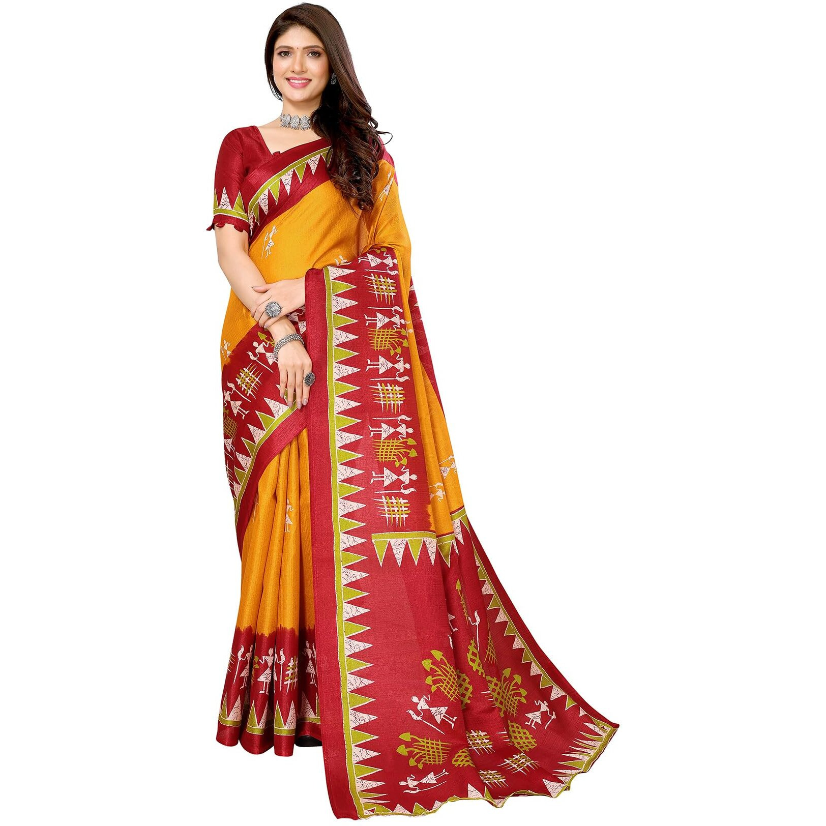 Yashika Women's Woven Printed Art Silk Saree with Unstitched Blouse Material (AZ-YS-P1-PATANG-Parent_Yellow)