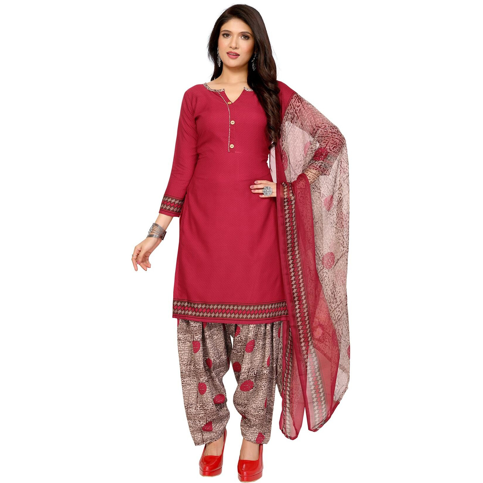 Yashika Women's Printed Dress Material - Unstitched Crepe Fabric Kurti, Pants & Dupatta Set (AZ-YS-P1-1196)