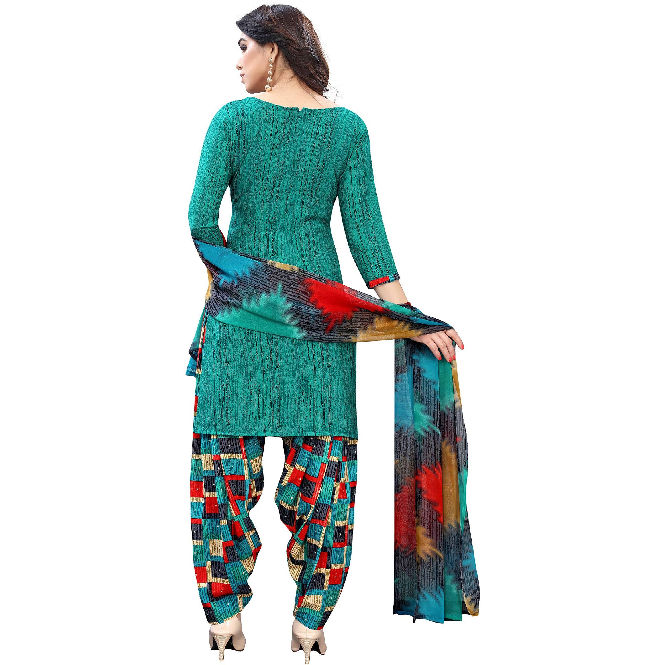Yashika Women's Salwar Suit Unstiched Printed french Crep Dress material. (RAJVI RAMA_Free Size)