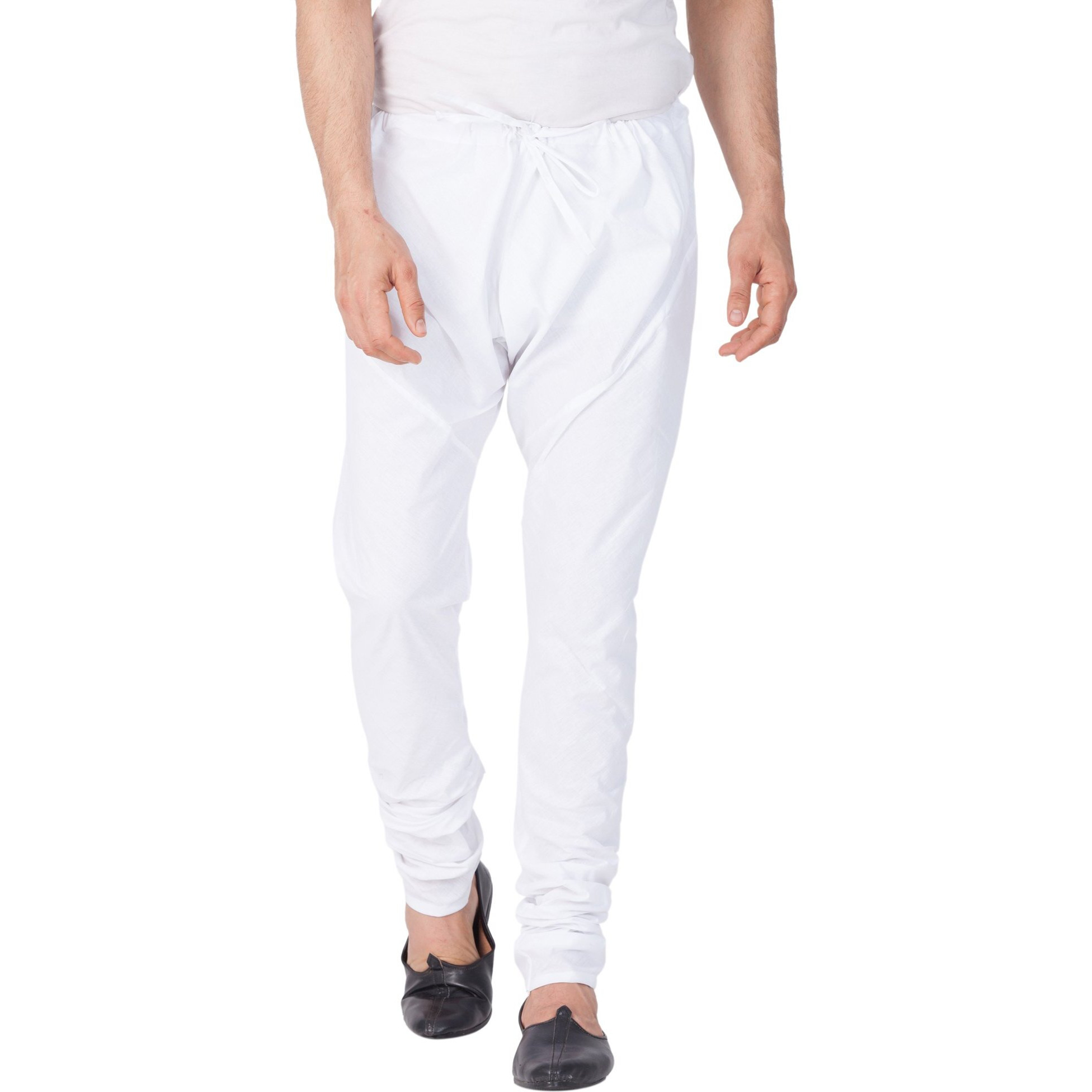 VASTRAMAY Men's White Pure Cotton Churidar Pyjama | Traditional Ethnic Wear for Weddings, Festivals & Casual Outfits