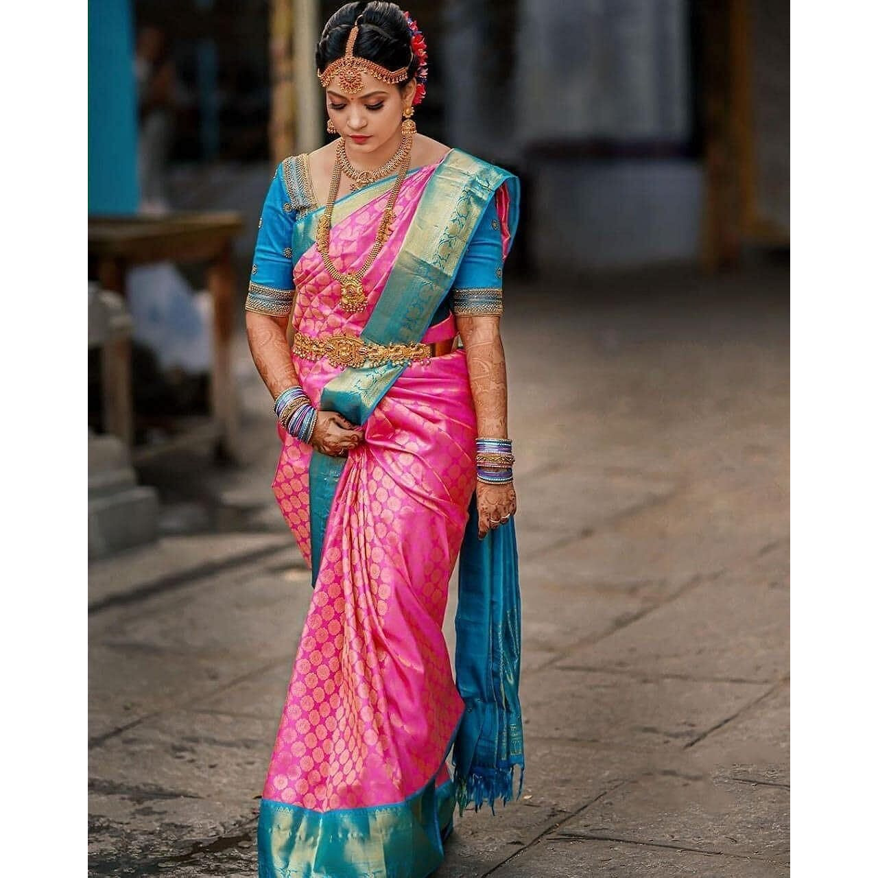 Yashika Women's Trendy Cotton Silk Pink Color Saree with Blouse Material(RINTU PINK)