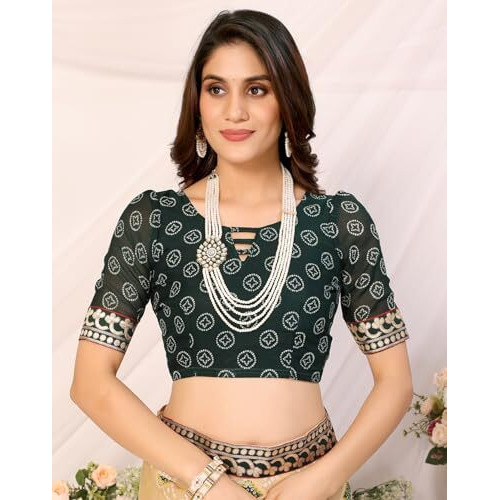 Yashika Women's Woven Latest Georgette Saree with Lace and Blouse Material (AZ-YS-P1-AACHAL-KORAM-Parent_Chiku Green)