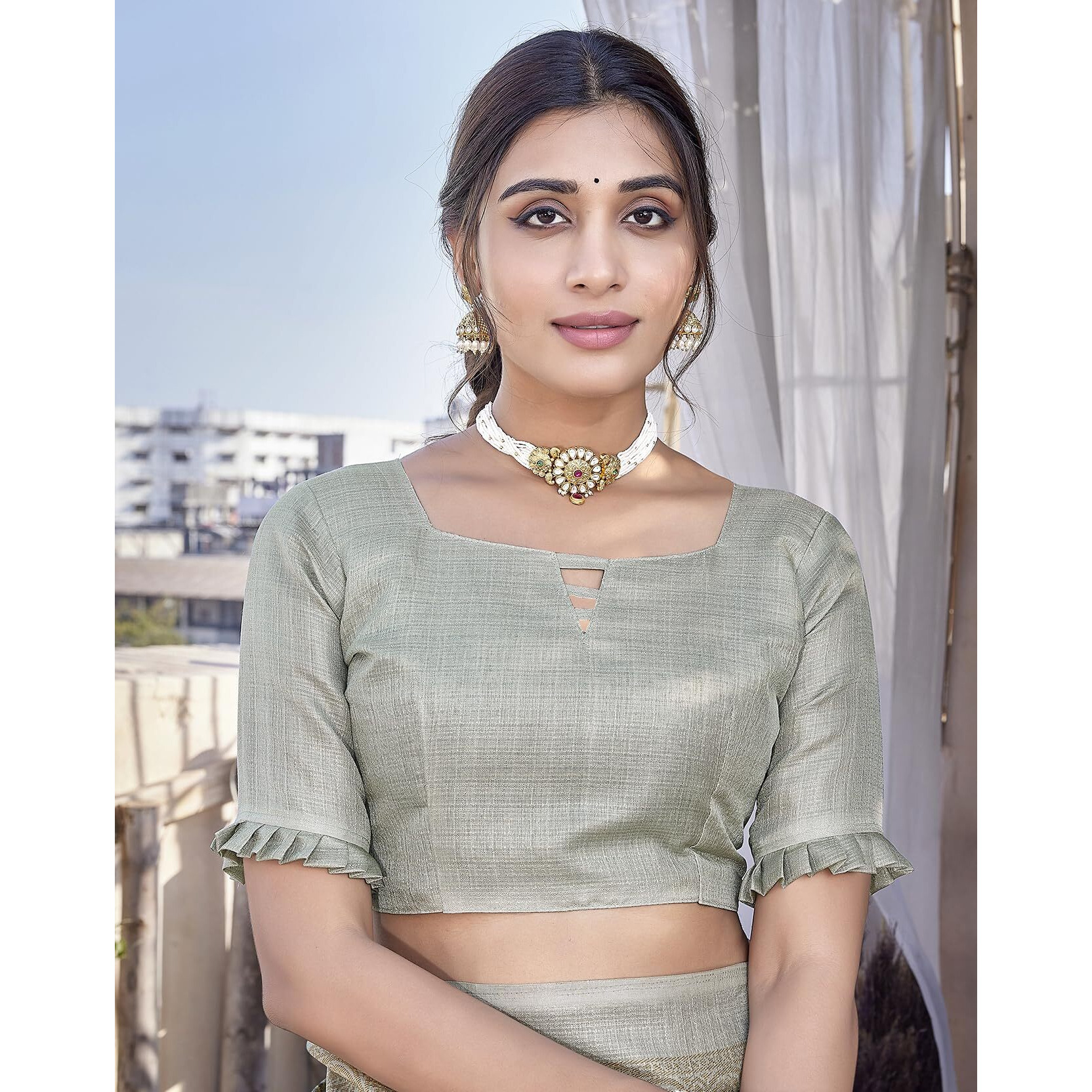 Yashika Women's Elegant Printed Art Silk Saree Set with Blouse - Elevate Your Style with Trendy Ethnic Fashion (AZ-YS-P1-PUDINA GREEN)