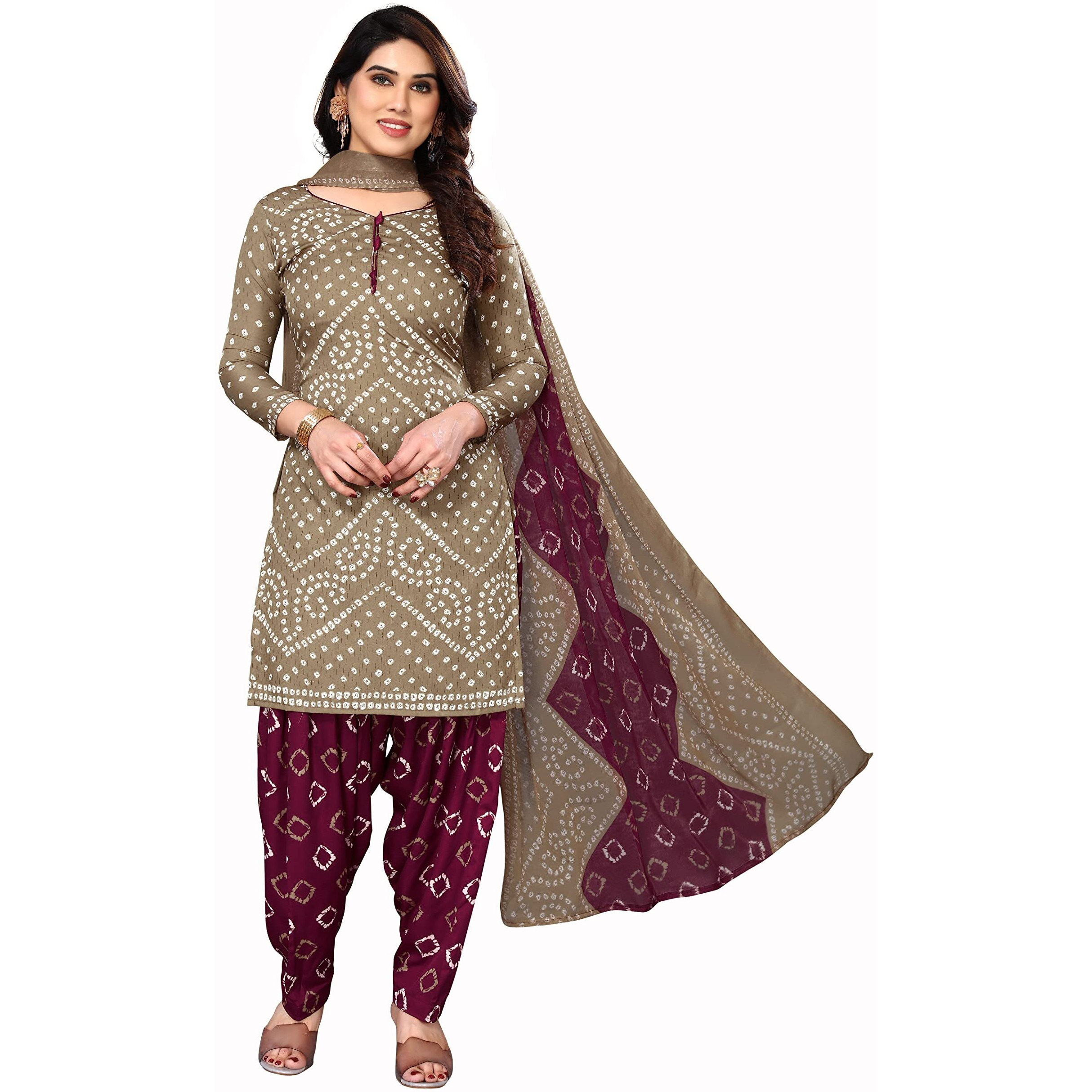 Yashika Women's Crepe Printed Unstitched Salwar Suit Dress Material With Dupatta(NEW-HIRAL BANDHANI)