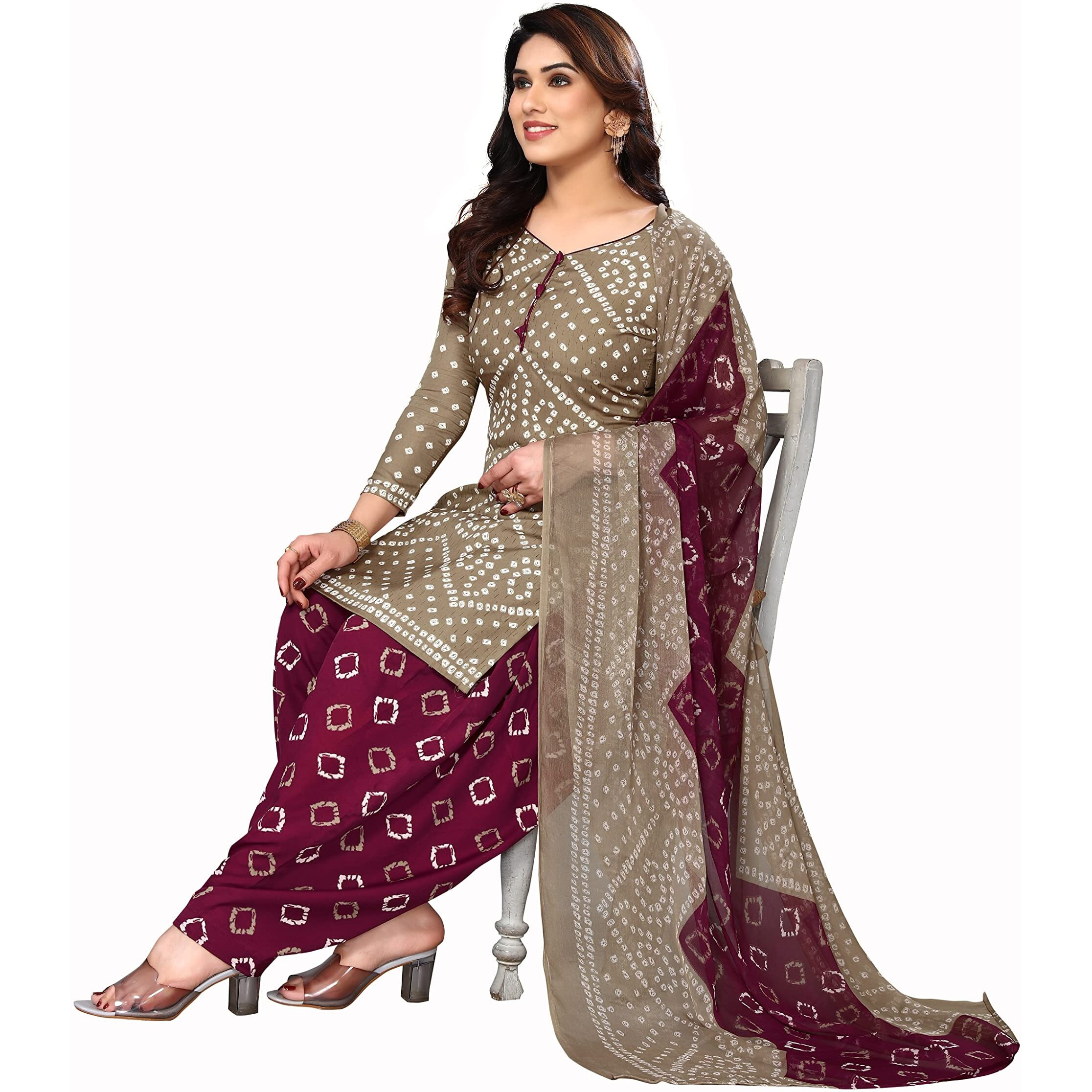 Yashika Women's Crepe Printed Unstitched Salwar Suit Dress Material With Dupatta(NEW-HIRAL BANDHANI)