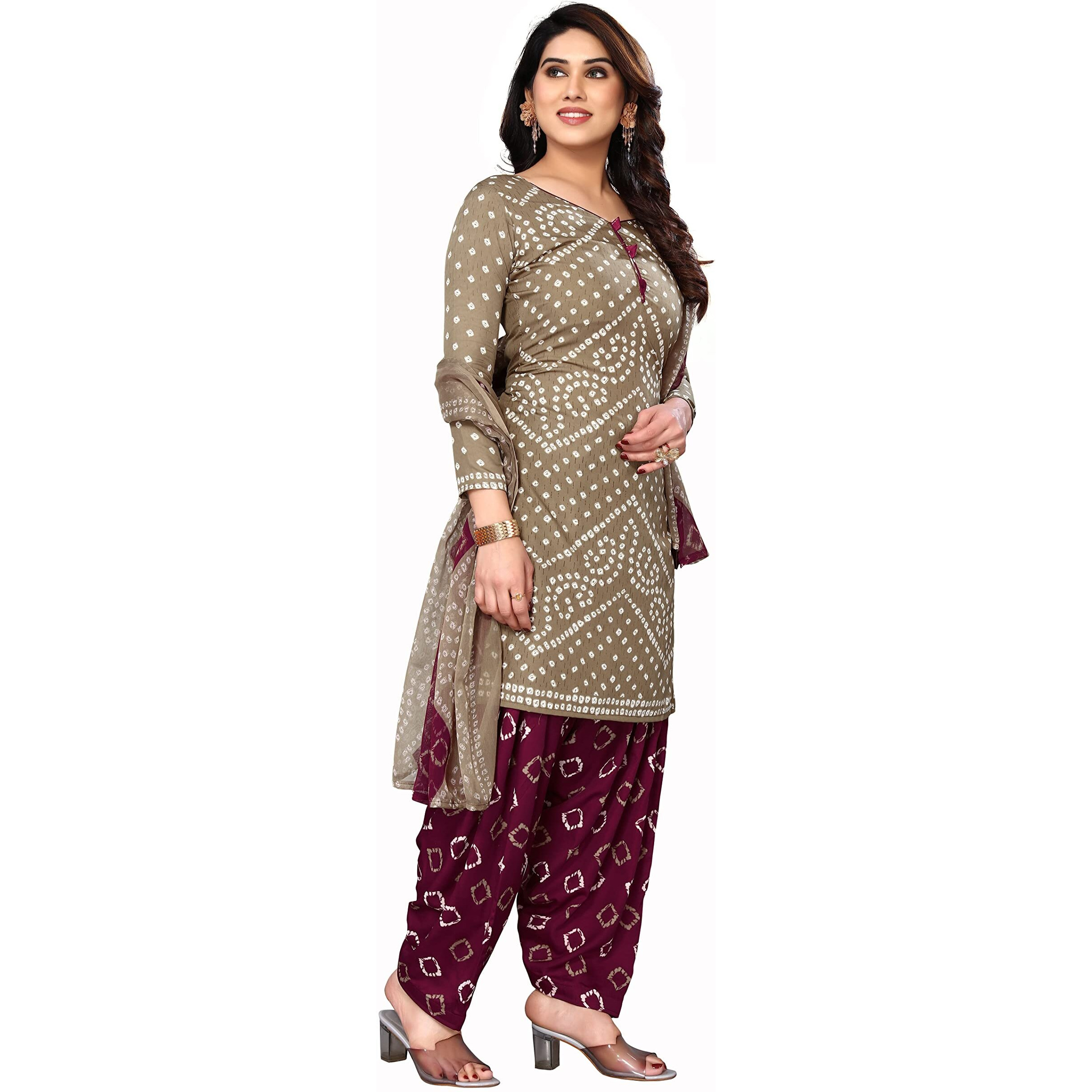 Yashika Women's Crepe Printed Unstitched Salwar Suit Dress Material With Dupatta(NEW-HIRAL BANDHANI)