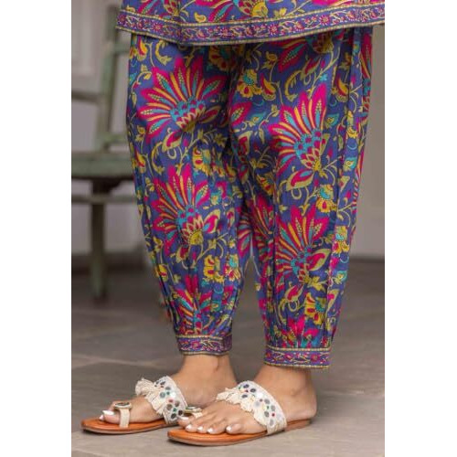Yashika Women's Floral Regular Kurta Ethnic Finesse Redefined Add a Touch of Grace to Your Wardrobe with Our Cotton Blend Printed Kurti Pant Sets (AZ-YS-OG-KS2141-Parent_Pink_2XL)