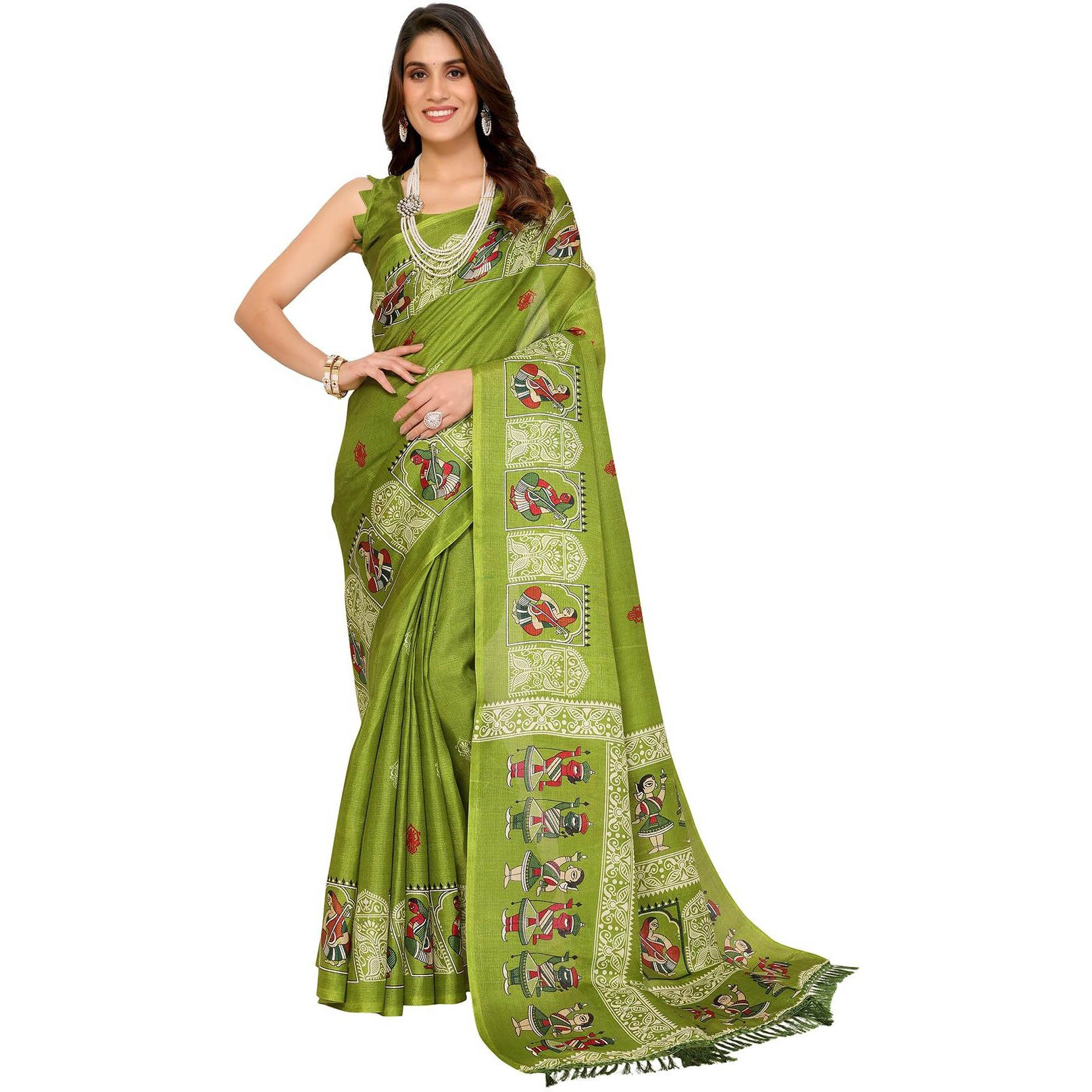 Yashika Women's Woven Latest Art Silk and Tassels Saree with Unstitched Blouse Material (AZ-YS-P1-NAFIZA-Parent_Pista)
