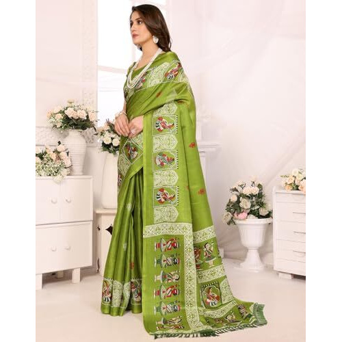 Yashika Women's Woven Latest Art Silk and Tassels Saree with Unstitched Blouse Material (AZ-YS-P1-NAFIZA-Parent_Pista)