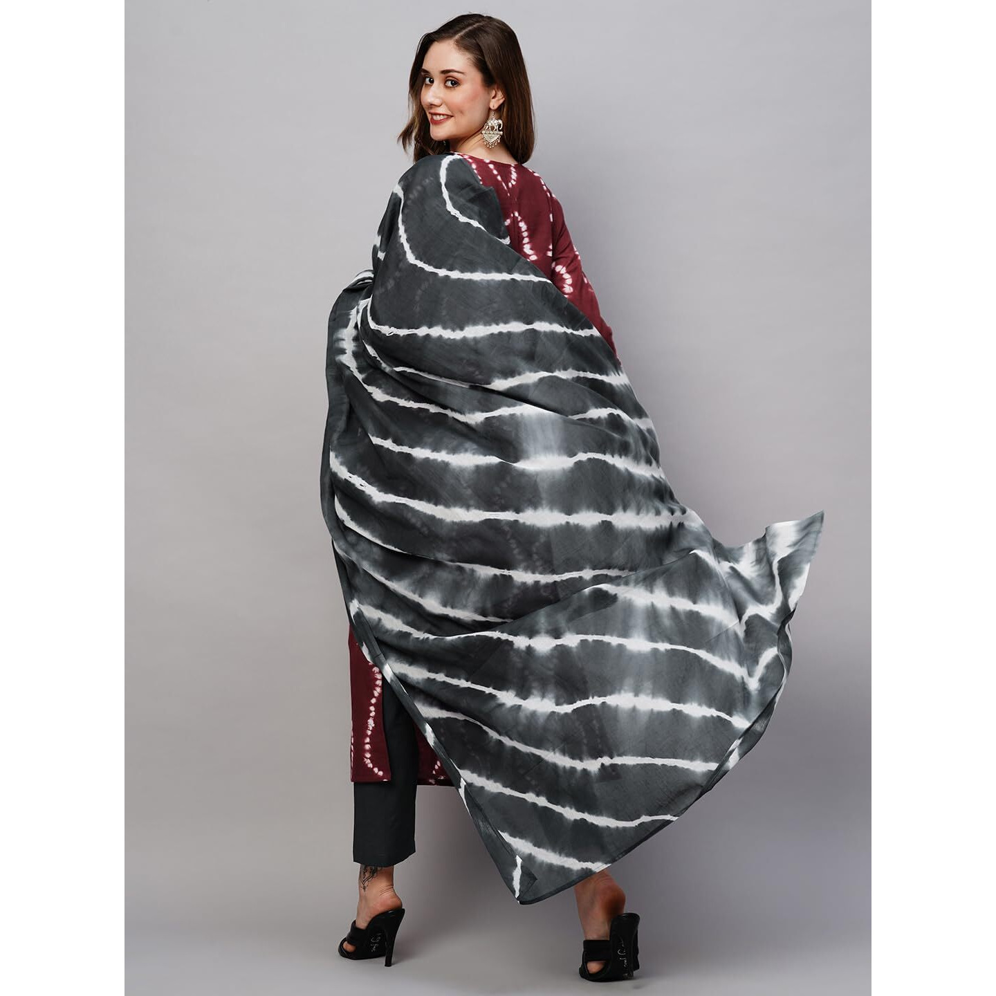 ANNI DESIGNER Women's Cotton Blend Straight Printed Kurta with Pant & Dupatta (Mithila Maroon-NW_L_Maroon_Large)