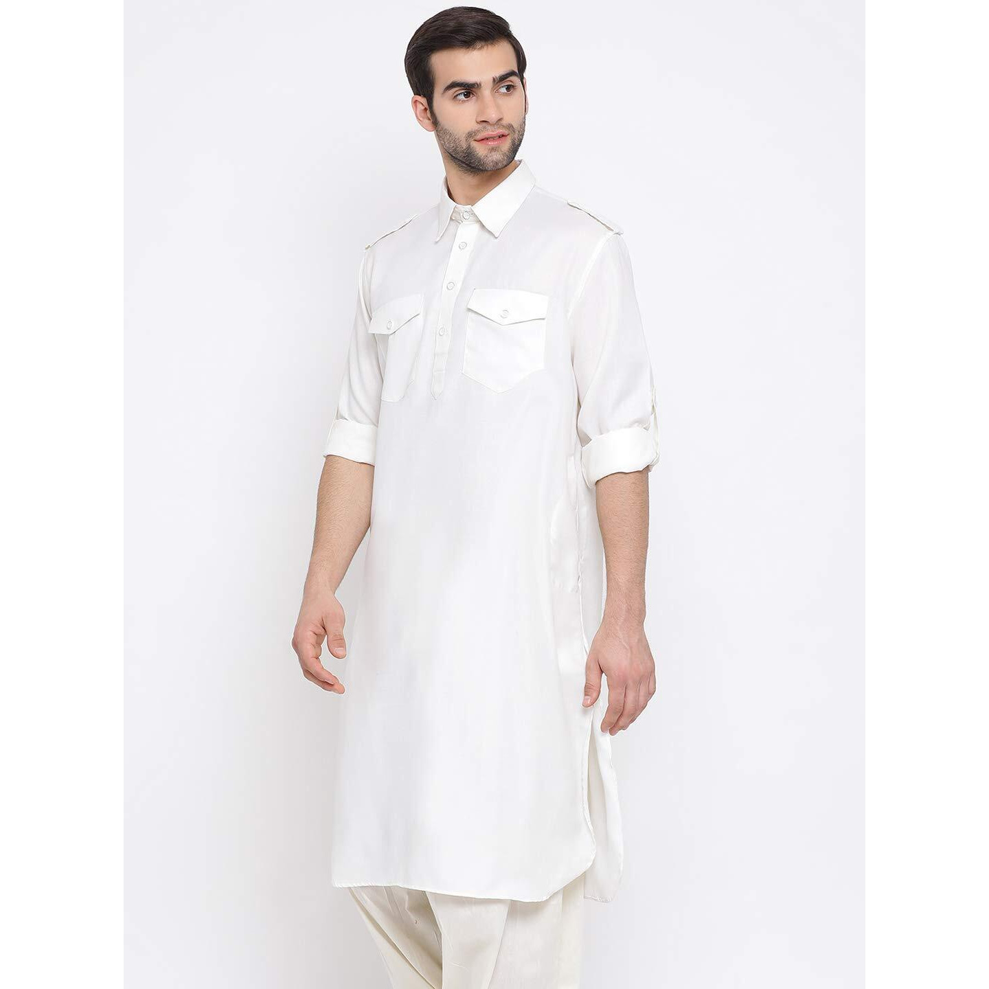 VASTRAMAY VM Mens Cotton Blend Mustard Kurta - Elegance for Festivals & Ethnic Events
