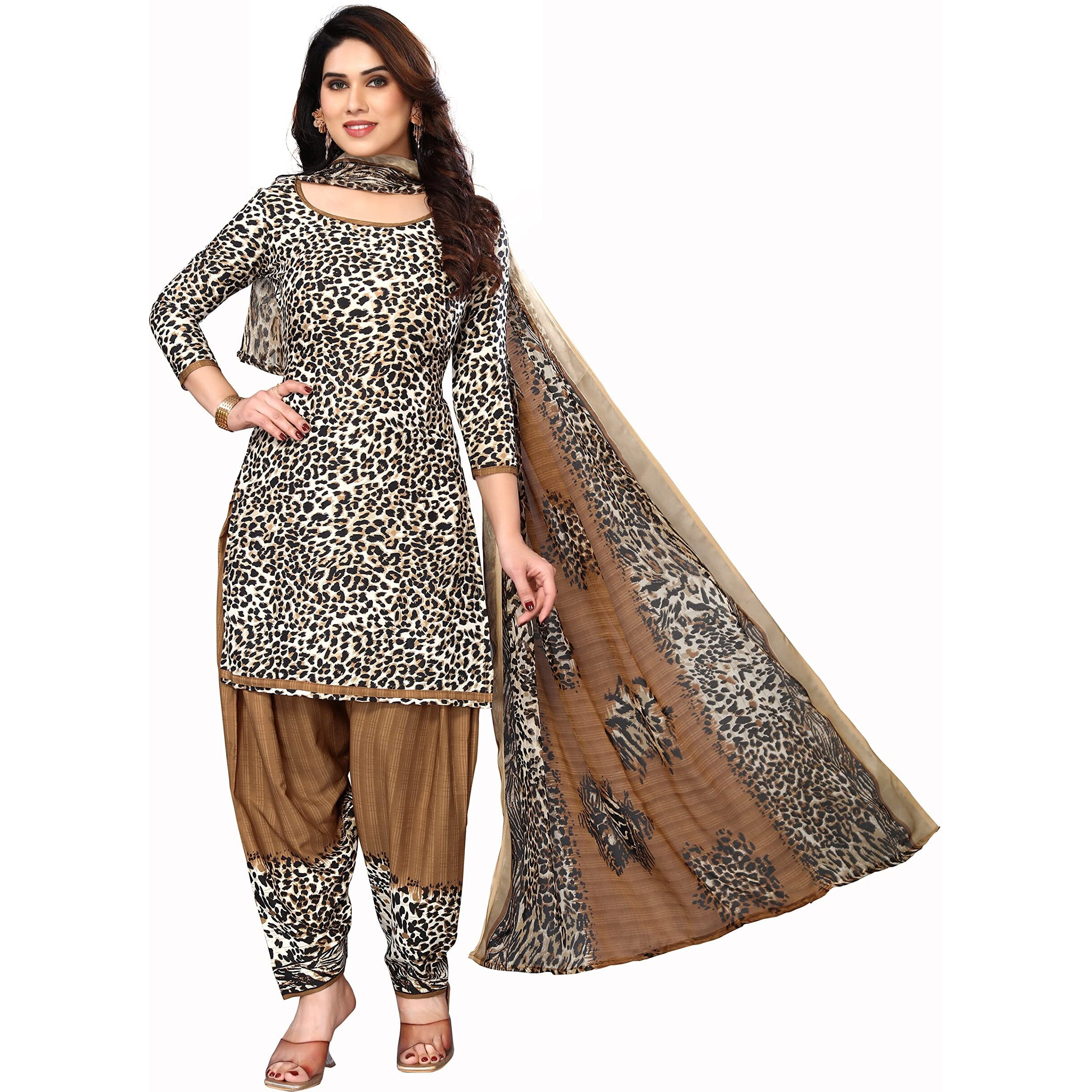 Yashika Women's Crepe Printed Unstitched Salwar Suit Dress Material With Dupatta(NEW-KINJAL MULTI)