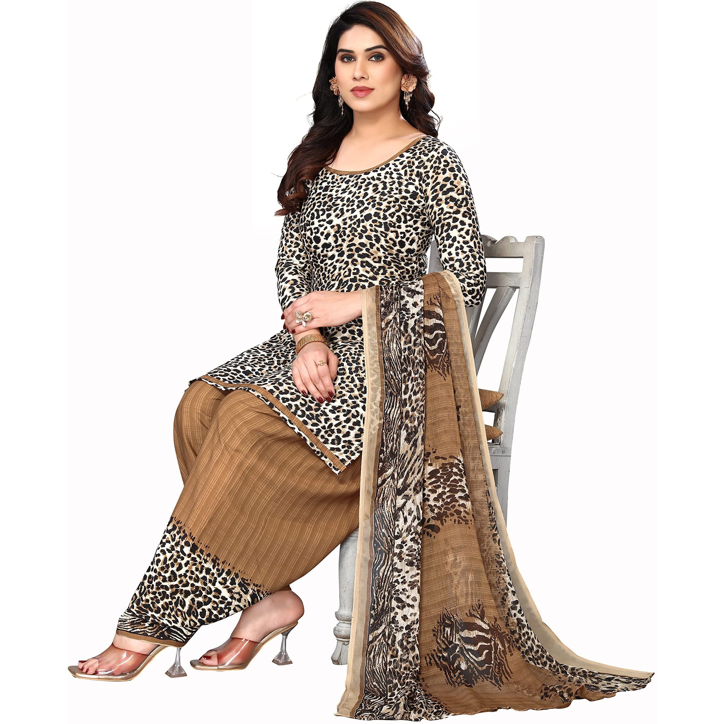 Yashika Women's Crepe Printed Unstitched Salwar Suit Dress Material With Dupatta(NEW-KINJAL MULTI)