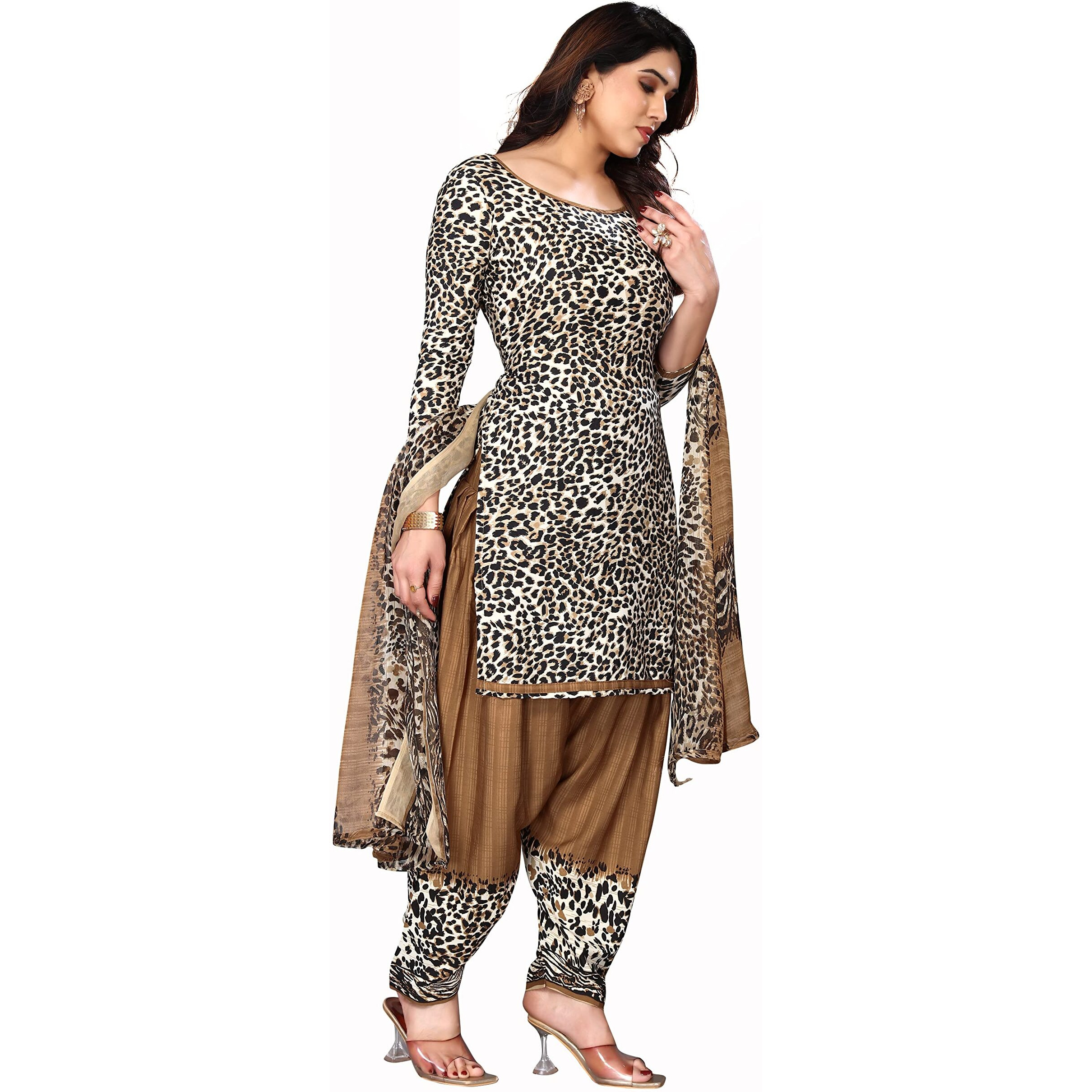 Yashika Women's Crepe Printed Unstitched Salwar Suit Dress Material With Dupatta(NEW-KINJAL MULTI)