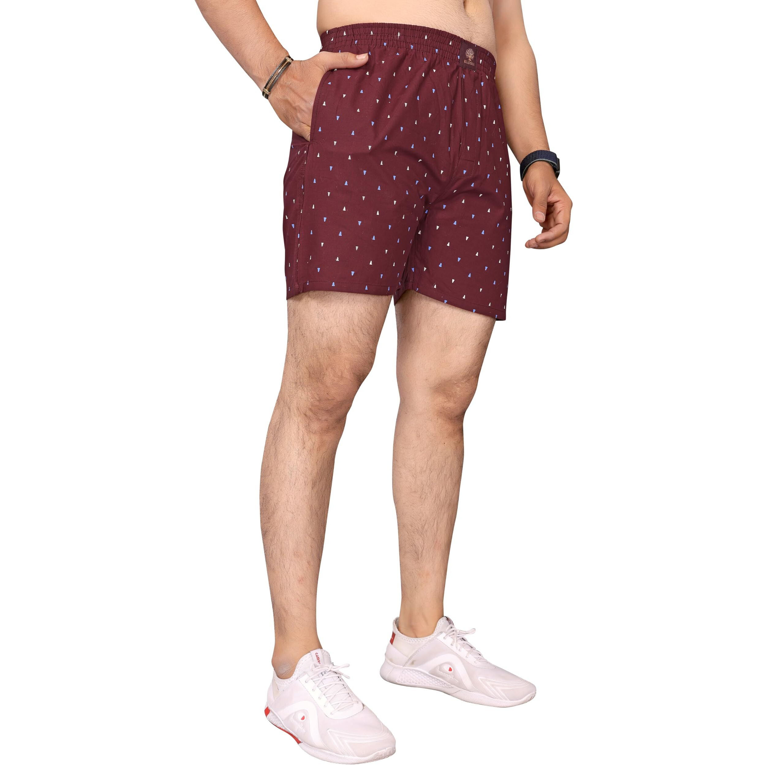 KLOSIA Men's Cotton Printed Regular Boxer Shorts