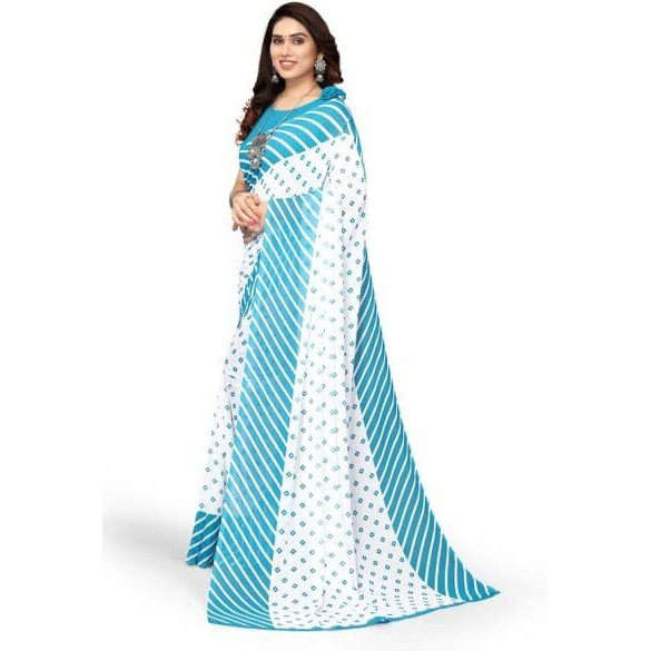 Yashika Womens Georgette Printed Saree With Blouse Piece(ZHILMIL SKY BLUE_N_Free Size)