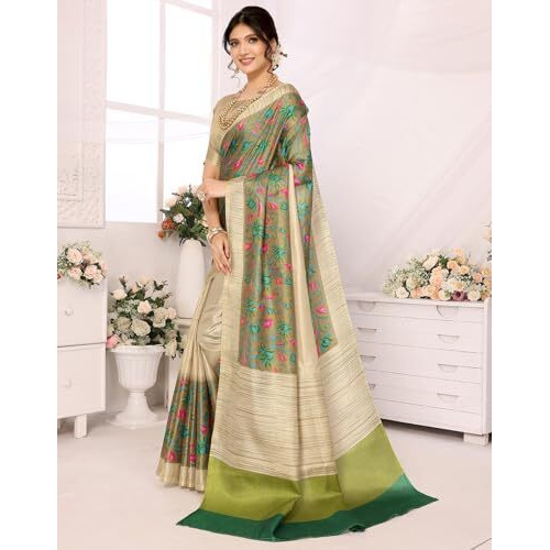Yashika Women's Woven Printed Art Silk Saree with Unstitched Blouse Material (AZ-YS-P1-KAMAKSHI-RADHA-Parent_Green)