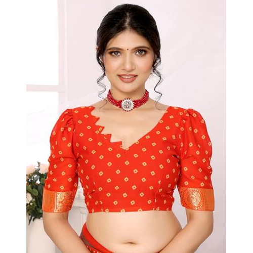 Yashika Women's Woven Printed Georgette Jacquared lace Saree with Unstitched Blouse Material (AZ-YS-P1-AKSHARA-CHARITHA-Parent_Orange)