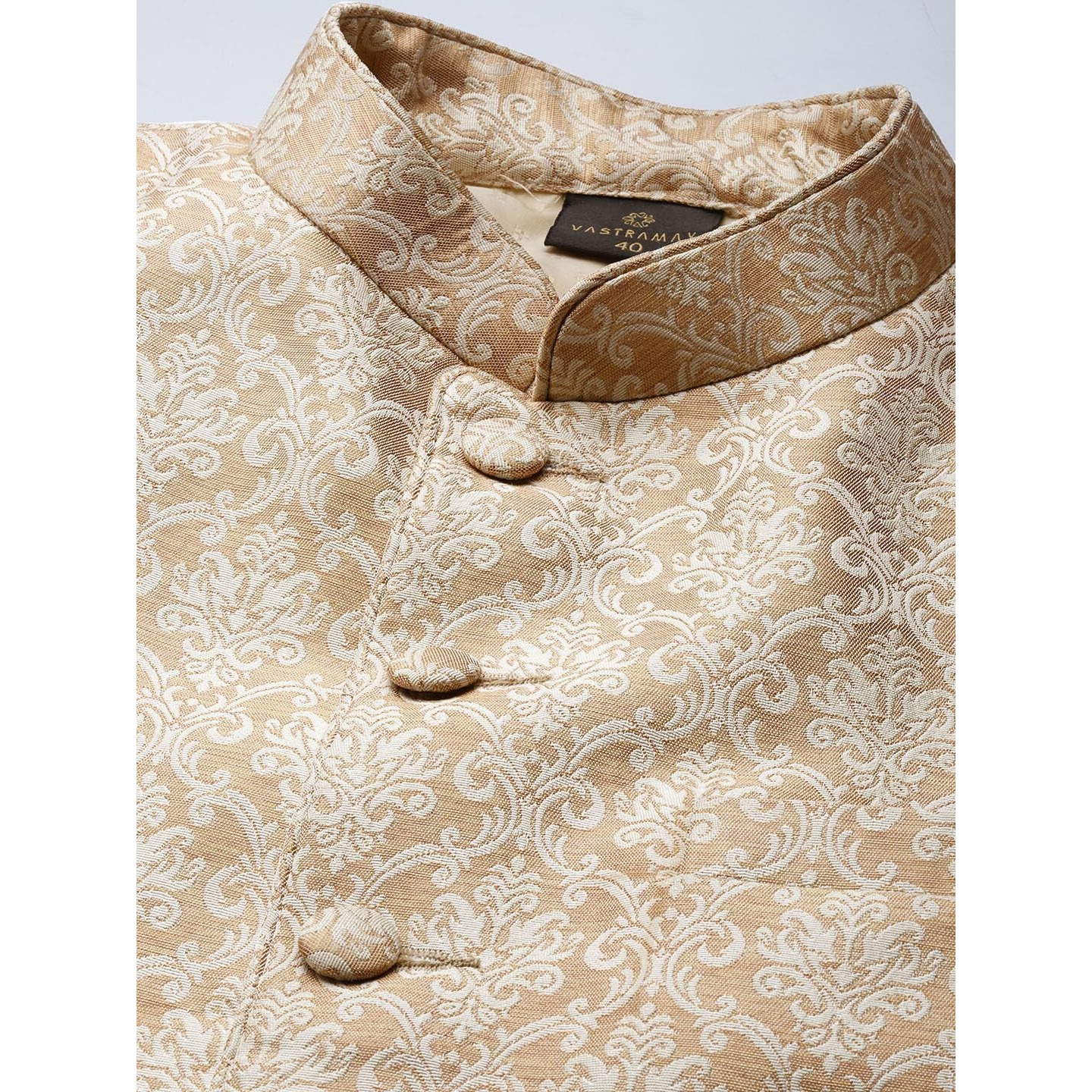 VASTRAMAY Men's Gold Jacquard Jodhpuri_VASMJP005GO_42