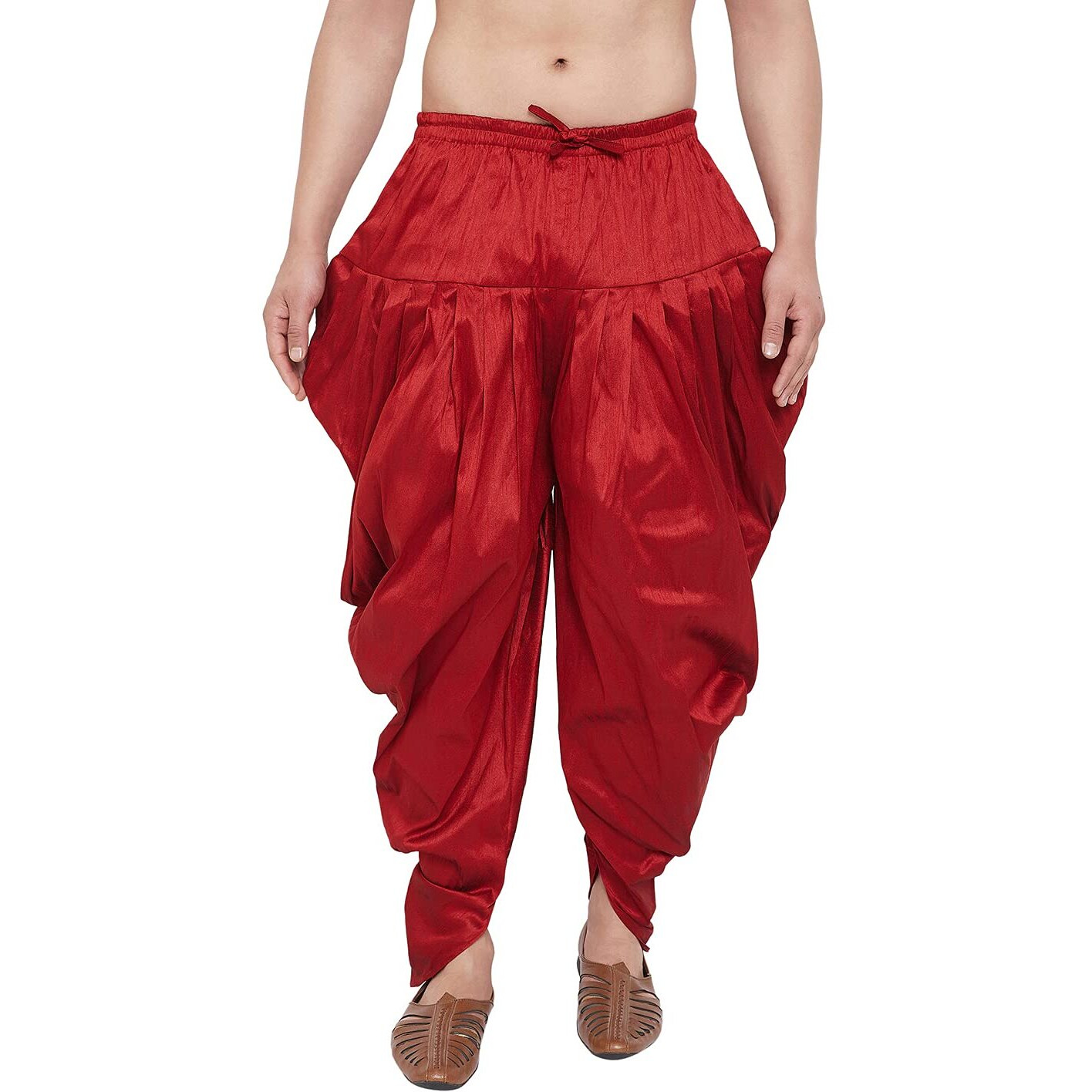 VASTRAMAY Men's Maroon Cowl Dhoti (VASMCD007MA_F)