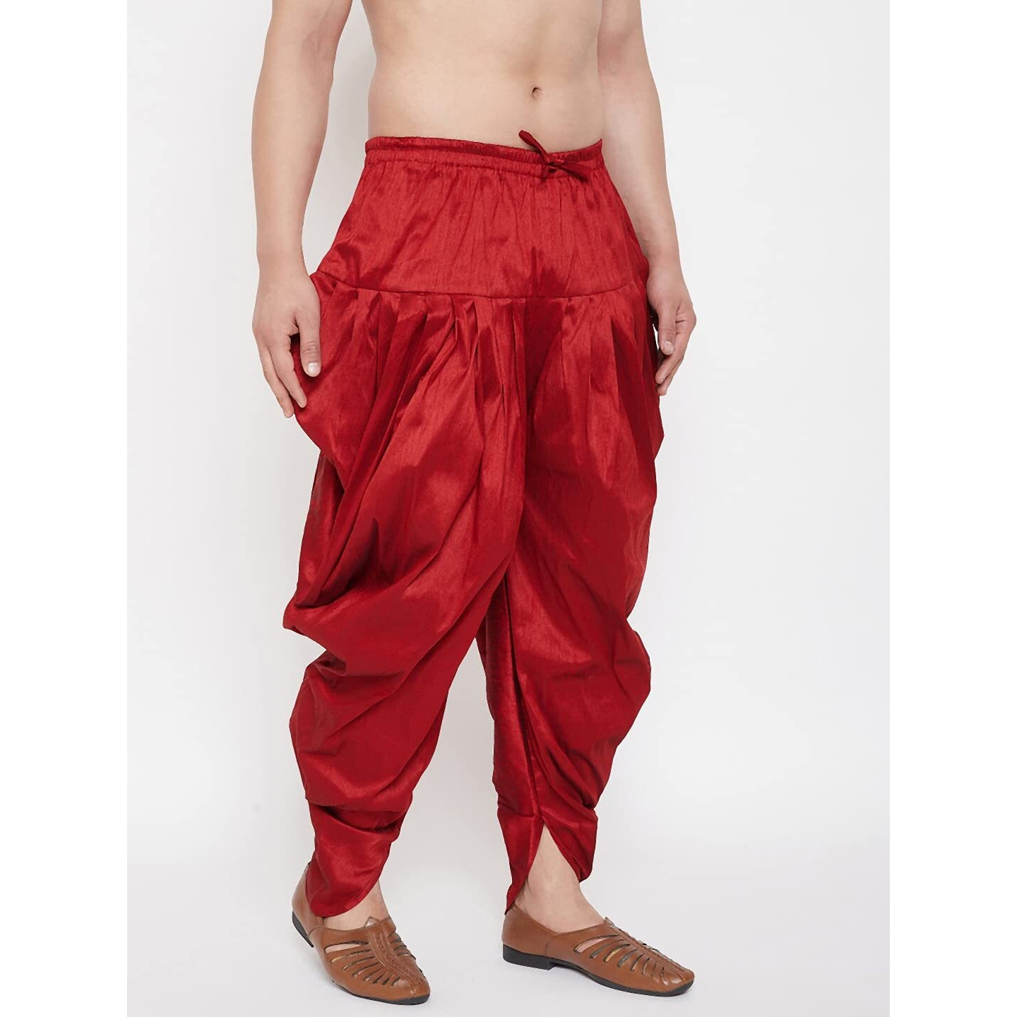 VASTRAMAY Men's Maroon Cowl Dhoti (VASMCD007MA_F)