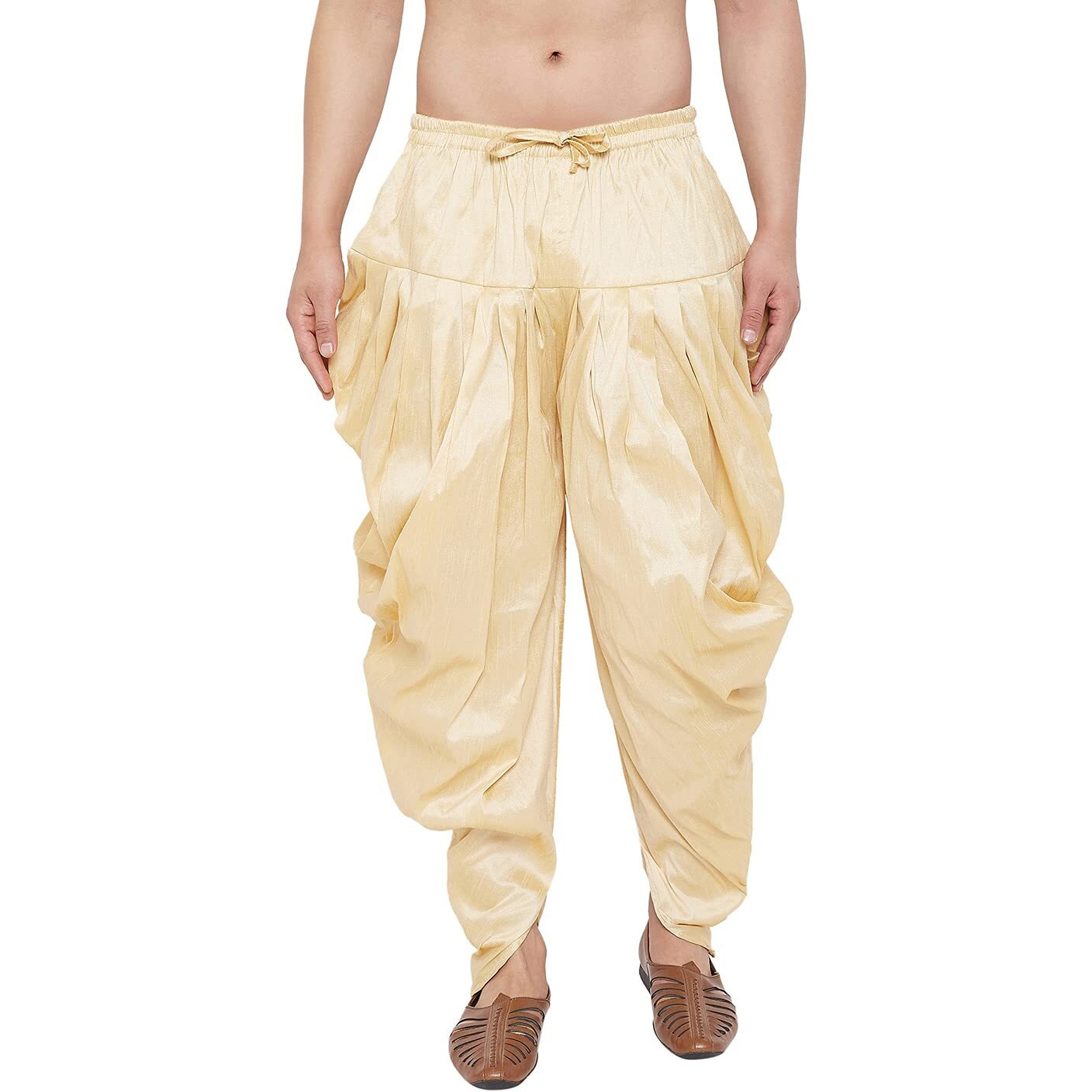 VASTRAMAY Men's Gold Cowl Dhoti (VASMCD007GO_F)