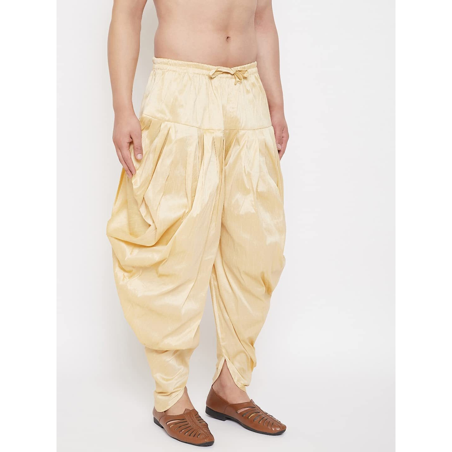 VASTRAMAY Men's Gold Cowl Dhoti (VASMCD007GO_F)