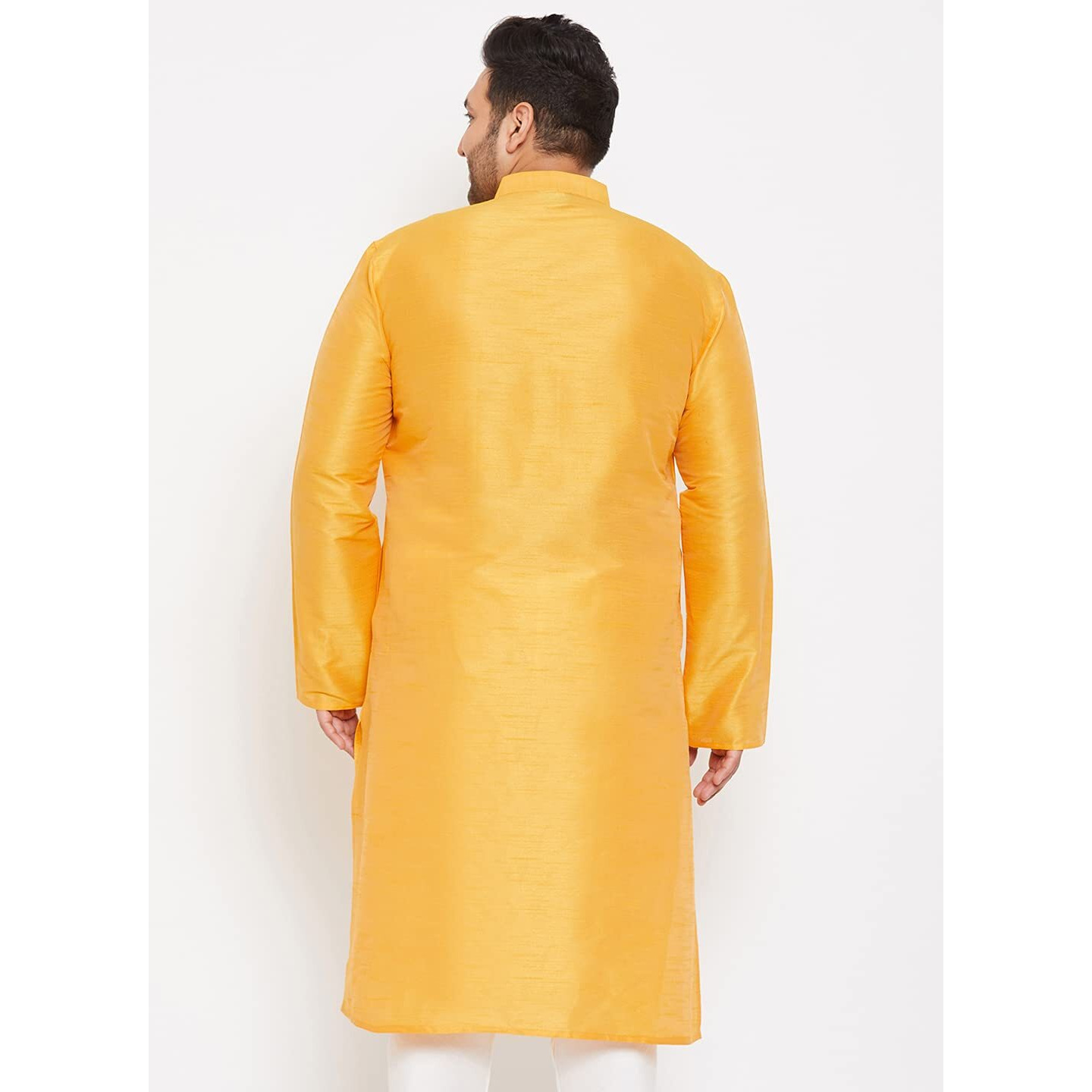 VASTRAMAY Plus Mens Silk Blend Yellow Kurta - Elegance for Festivals & Events_VPLUSMK001YW_44
