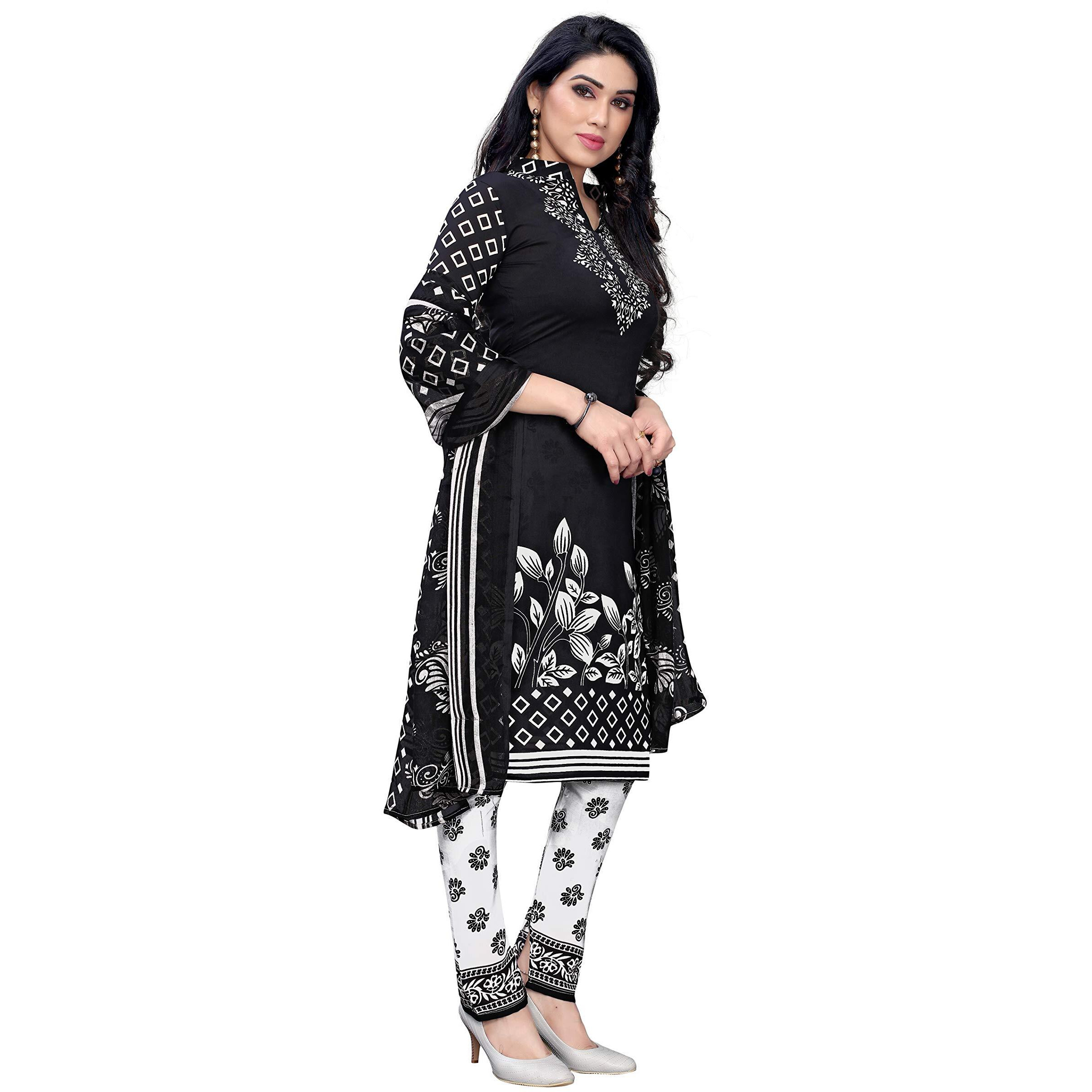 Yashika Women's Crepe Salwar Suit Set Dress Material (Prisha Black_Dark Free Size)