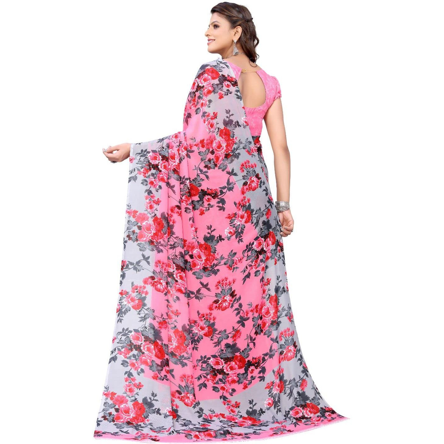 Yashika Women's Jacquard Georgette Saree (HEMAXI Peach_W