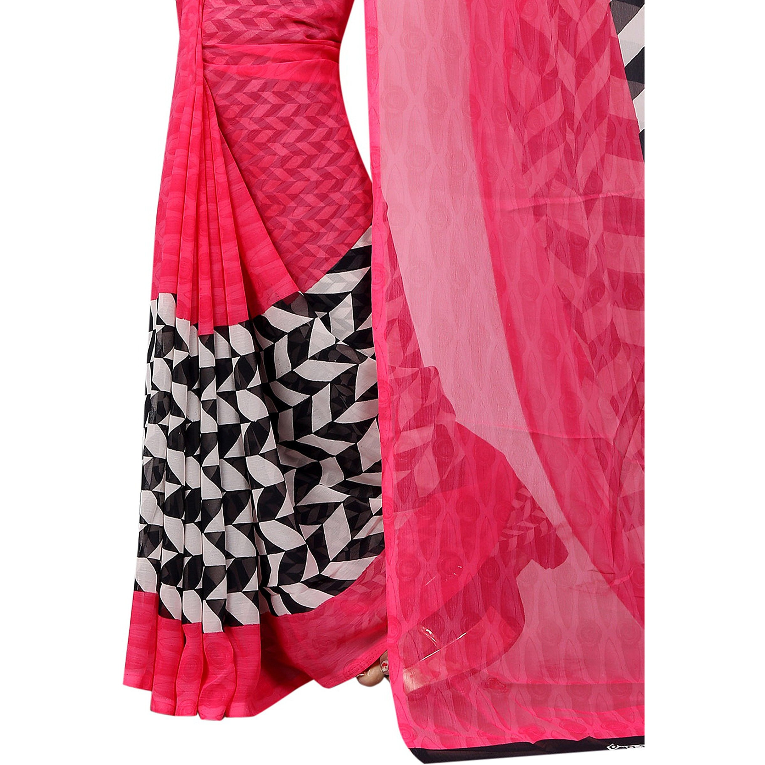 Yashika Women's Other Georgette Saree With Blouse Piece (SDPL-PIKU PINK_Pink_Free Size_Pink)