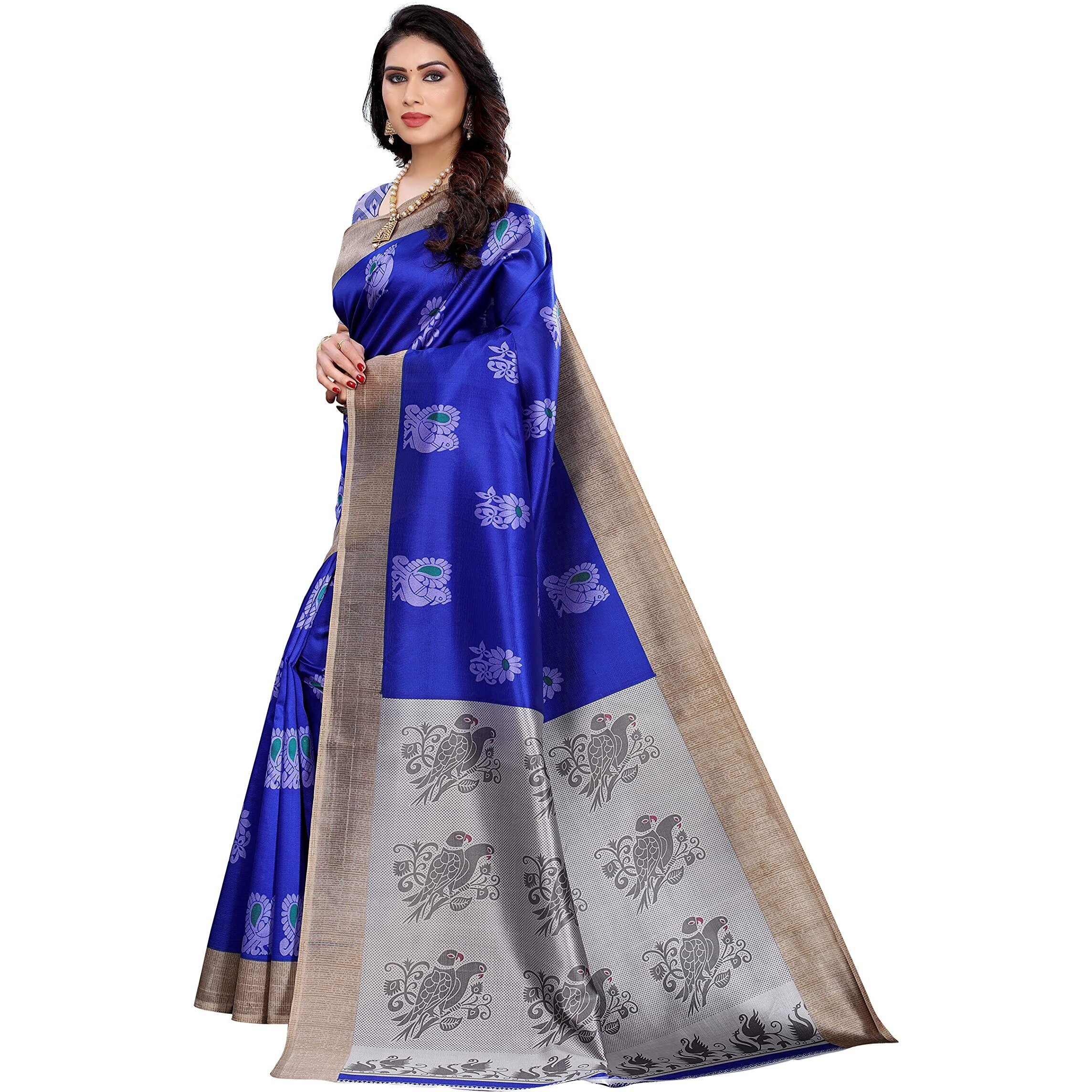Yashika Women's Jacquard Art Silk Saree (Kesar Blue