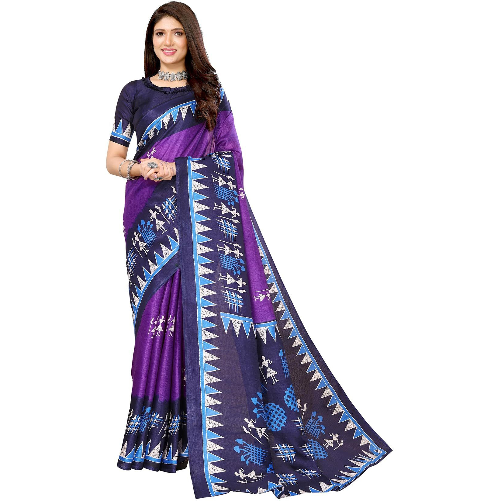 Yashika Women's Woven Printed Art Silk Saree with Unstitched Blouse Material (AZ-YS-P1-PATANG-Parent_Violet)
