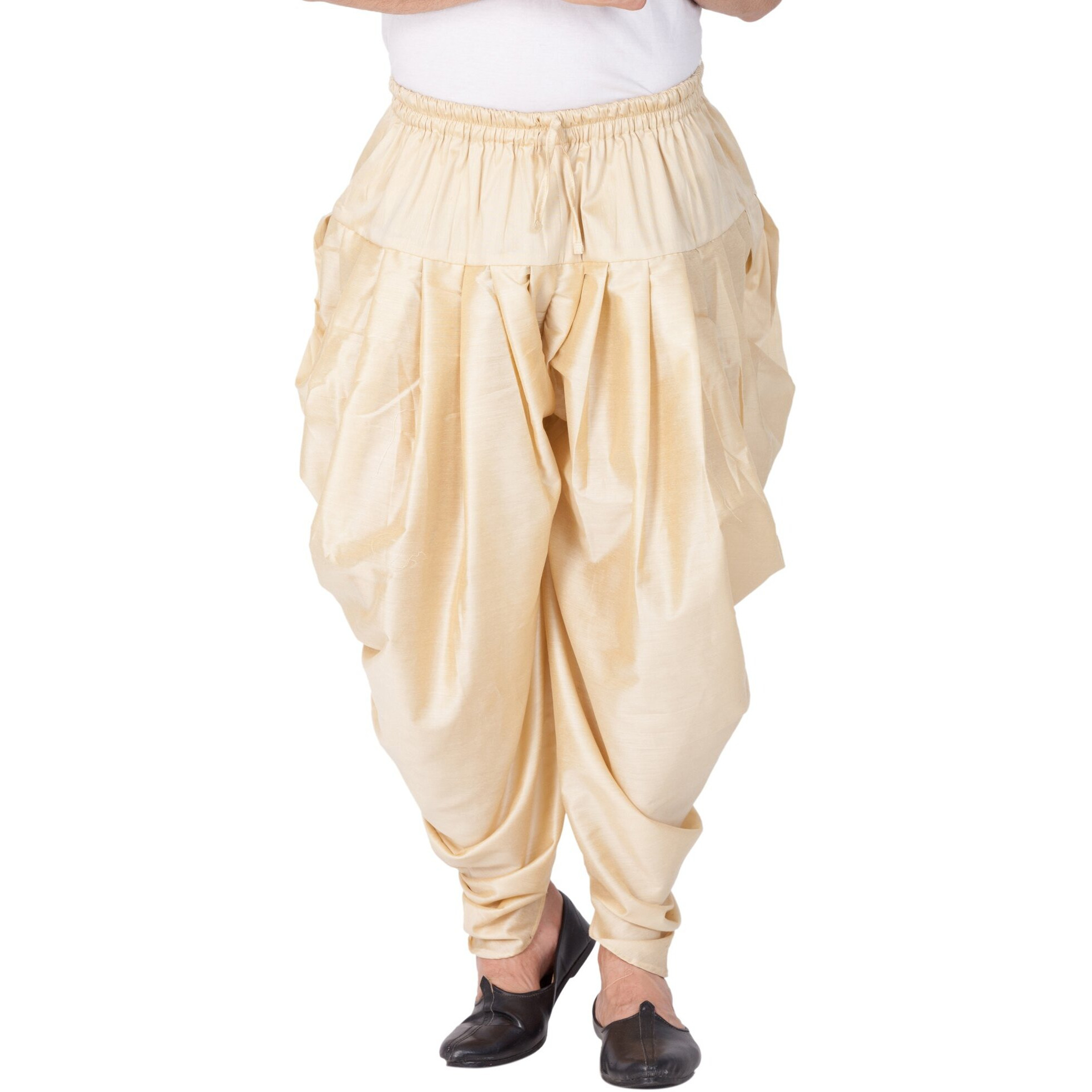 VASTRAMAY Mens Cotton Silk Dhoti (Gold_VASMCDGO_46)