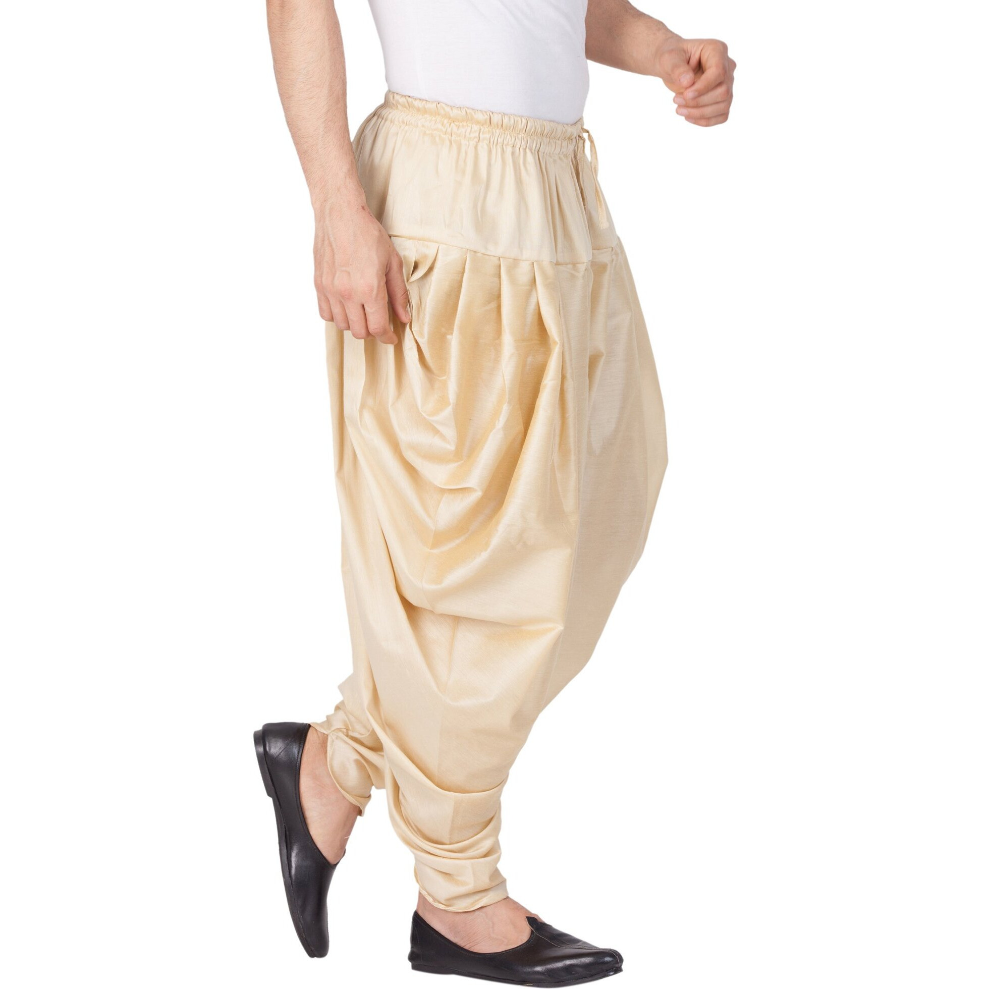 VASTRAMAY Mens Cotton Silk Dhoti (Gold_VASMCDGO_46)