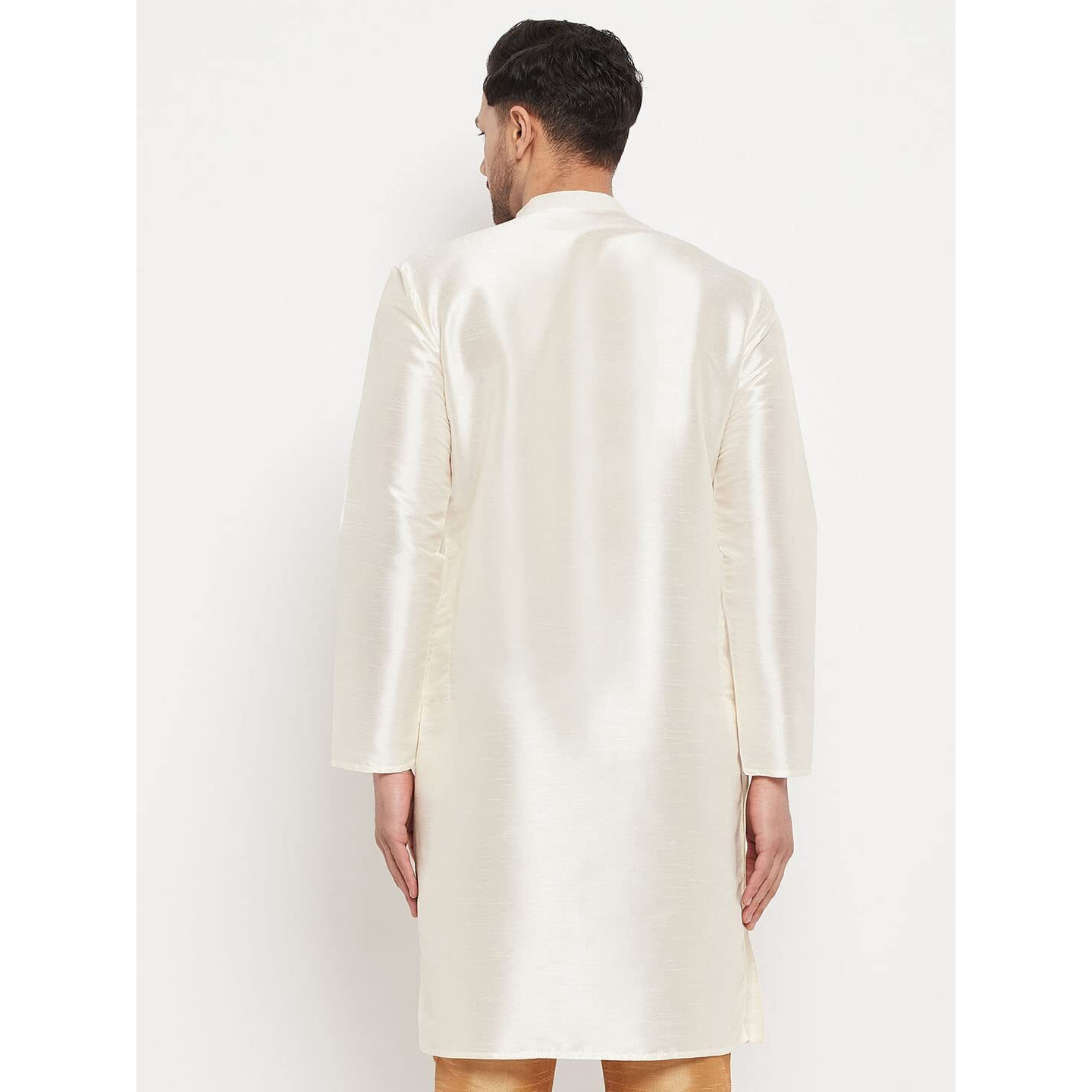 VASTRAMAY Men's Cotton Silk Blend Kurta-New Cream