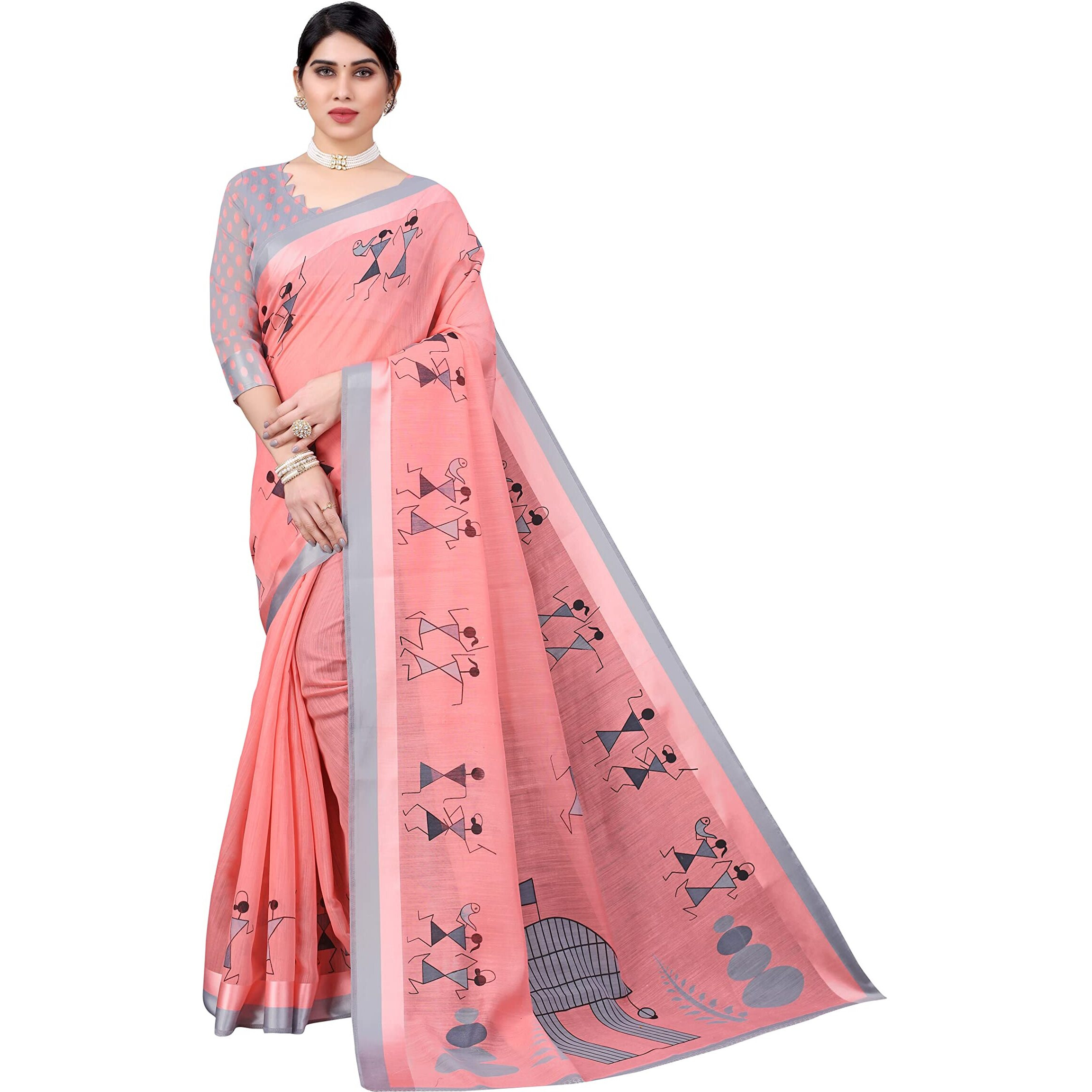Yashika Women's Linen Saree (AYODHYA Pink