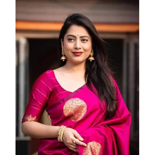 Yashika Women's Banarasi Kanjivaram Cotton Silk Woven Saree with Unstitched Blouse Material (AZ-YS-OG-SRIVALLI PINK)