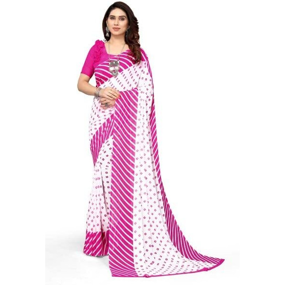 Yashika Womens Georgette Printed Saree With Blouse Piece(ZHILMIL PINK_N_Free Size)