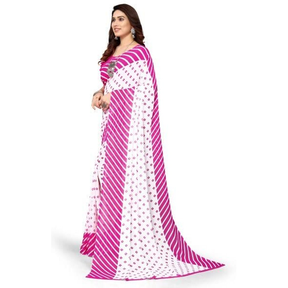 Yashika Womens Georgette Printed Saree With Blouse Piece(ZHILMIL PINK_N_Free Size)
