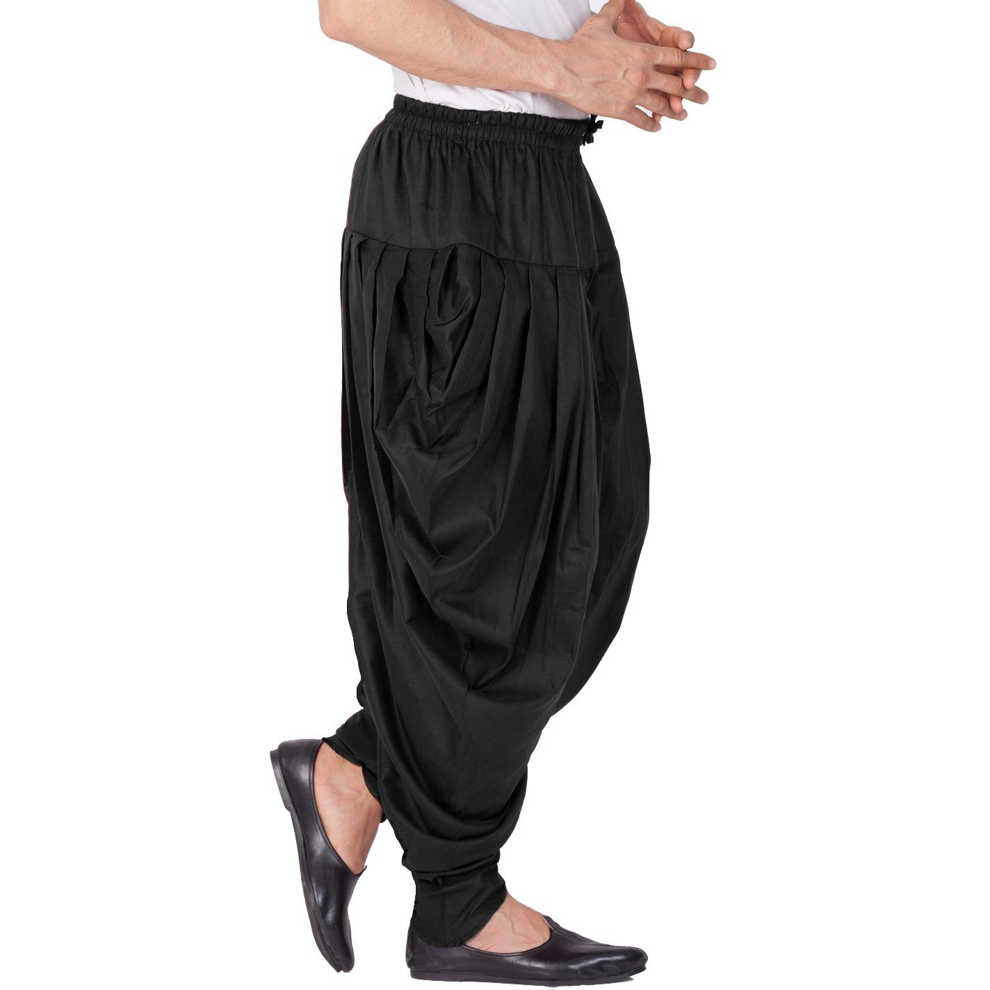 VASTRAMAY Mens Cotton Blend Black Dhoti - Comfort, Classic Design for Festivals & Ceremonies | Solid Cowl Pattern Patiala Dhoti Pant| Ethnic Indian Wear for Men_VASMCDBL_40