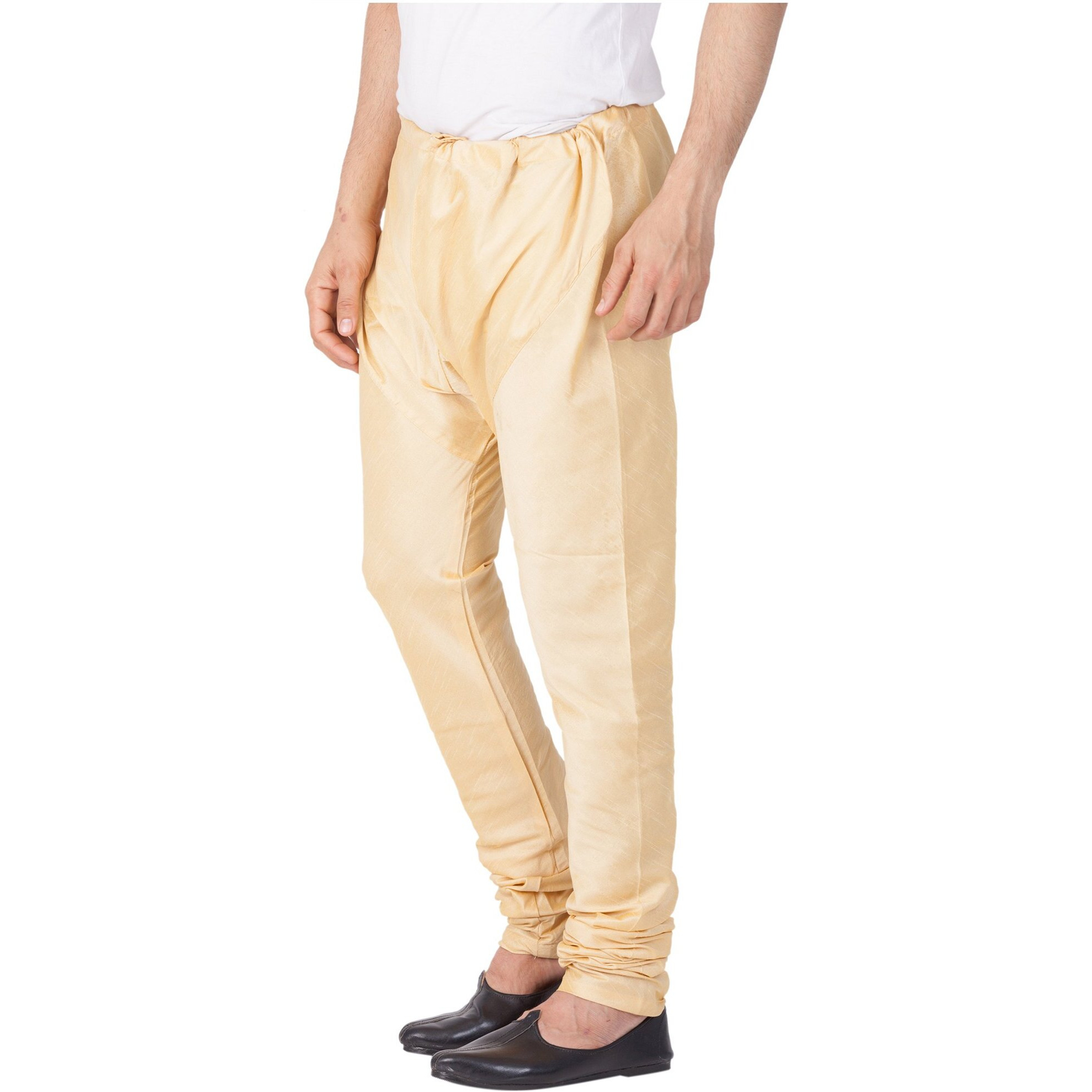 VASTRAMAY Men Cotton Silk Churidar Pyjama (Gold_VASMPGO_38)